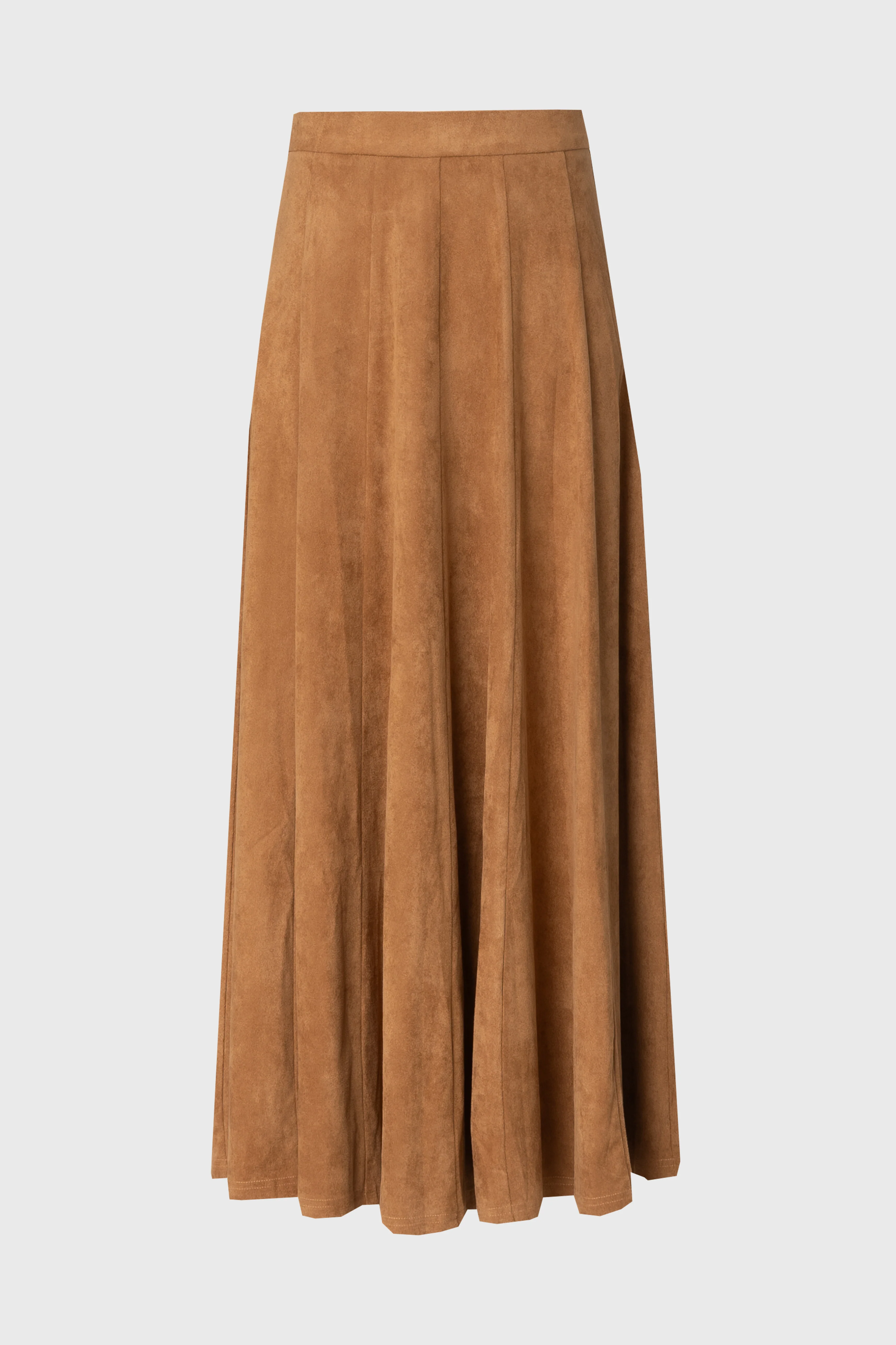 Camel Paneled Microsuede Skirt - Image 5