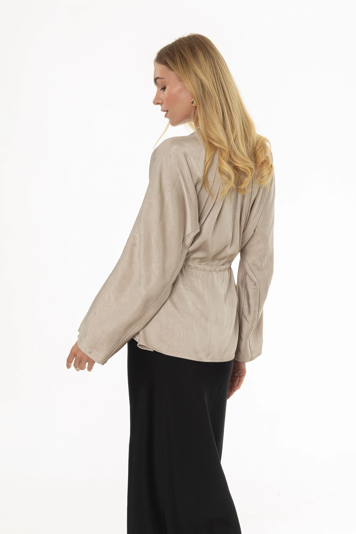 Sand Flare Sleeve Tie Blouse - Image 4