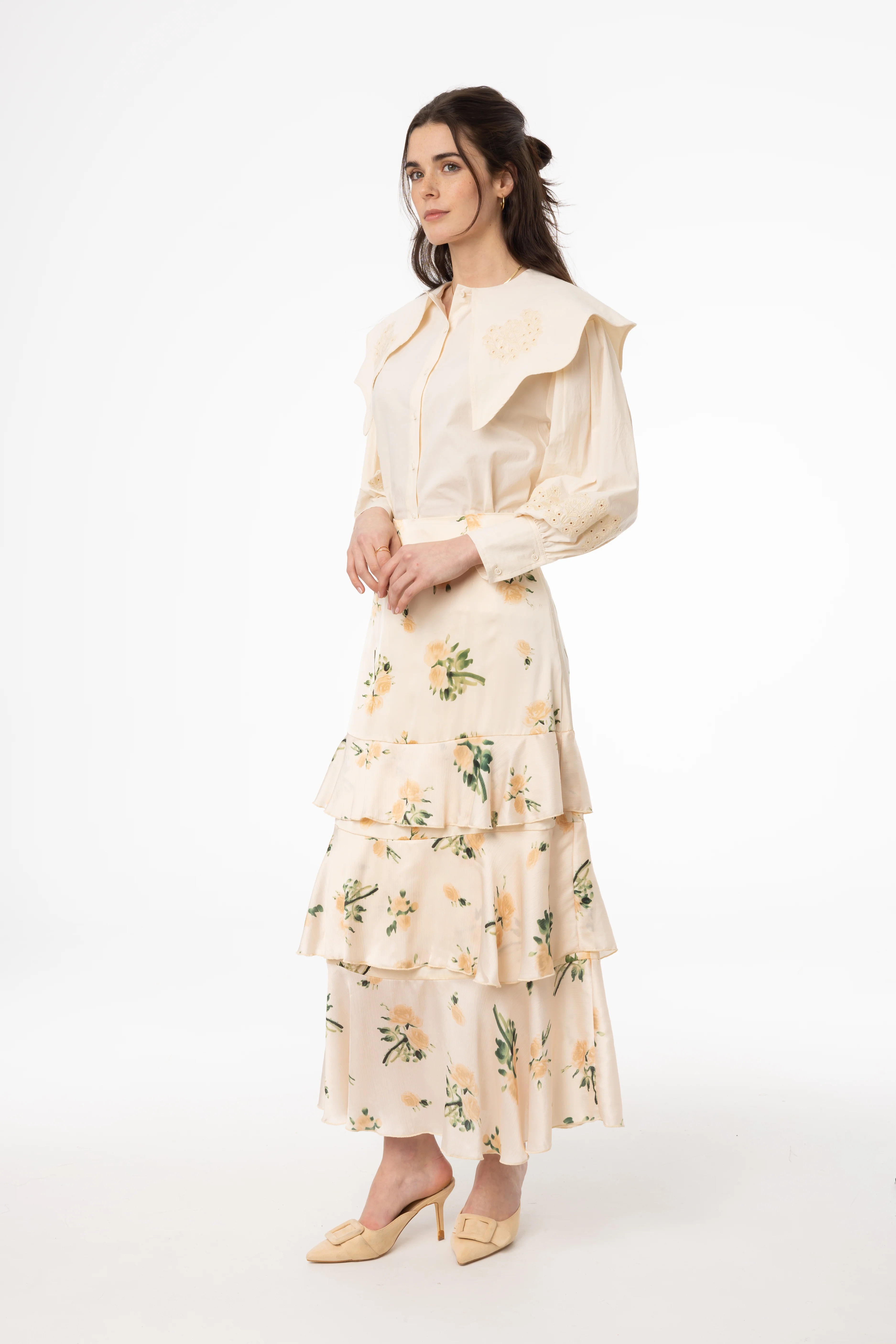 Champagne Floral Ruffle Skirt - Image 2