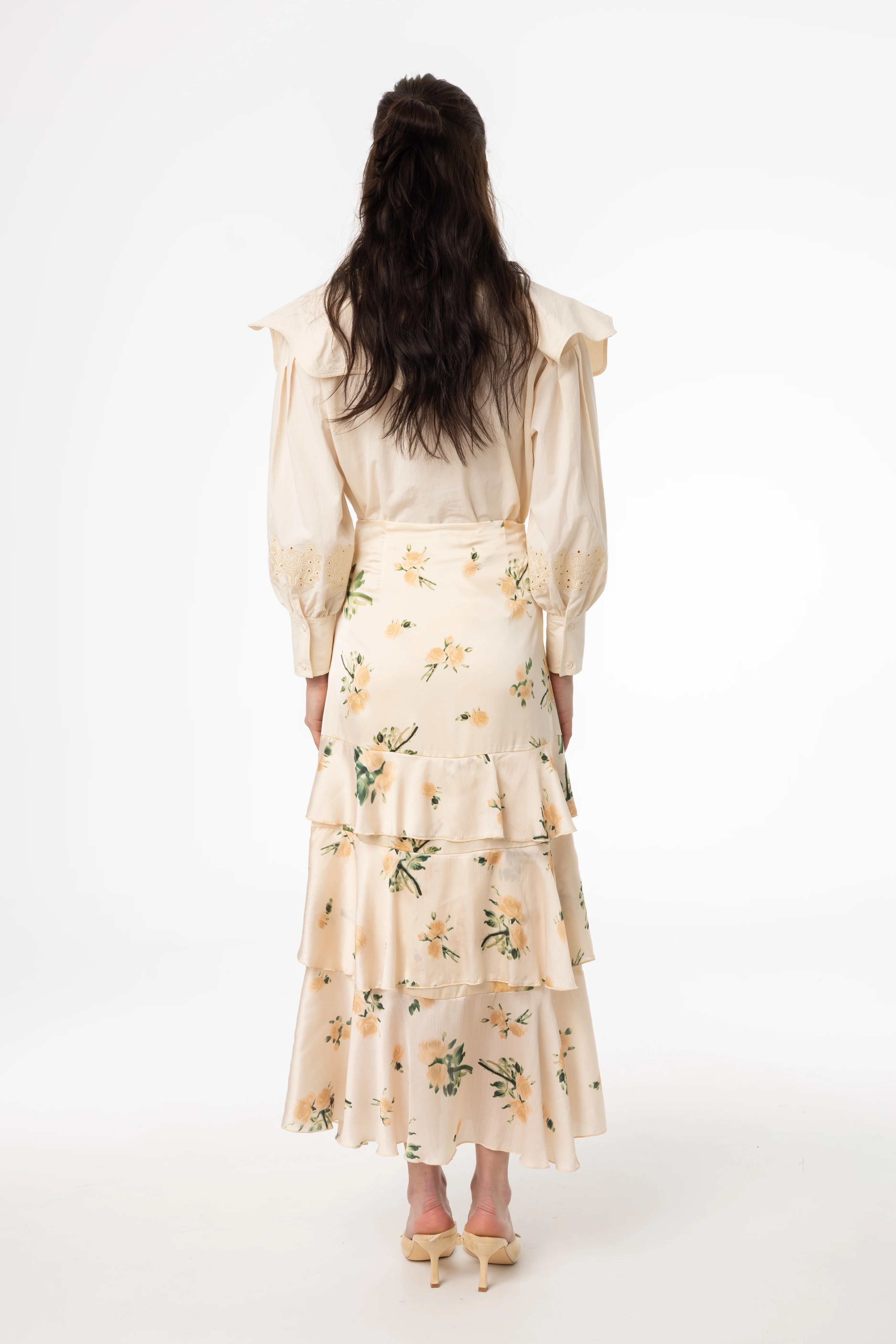 Champagne Floral Ruffle Skirt - Image 3