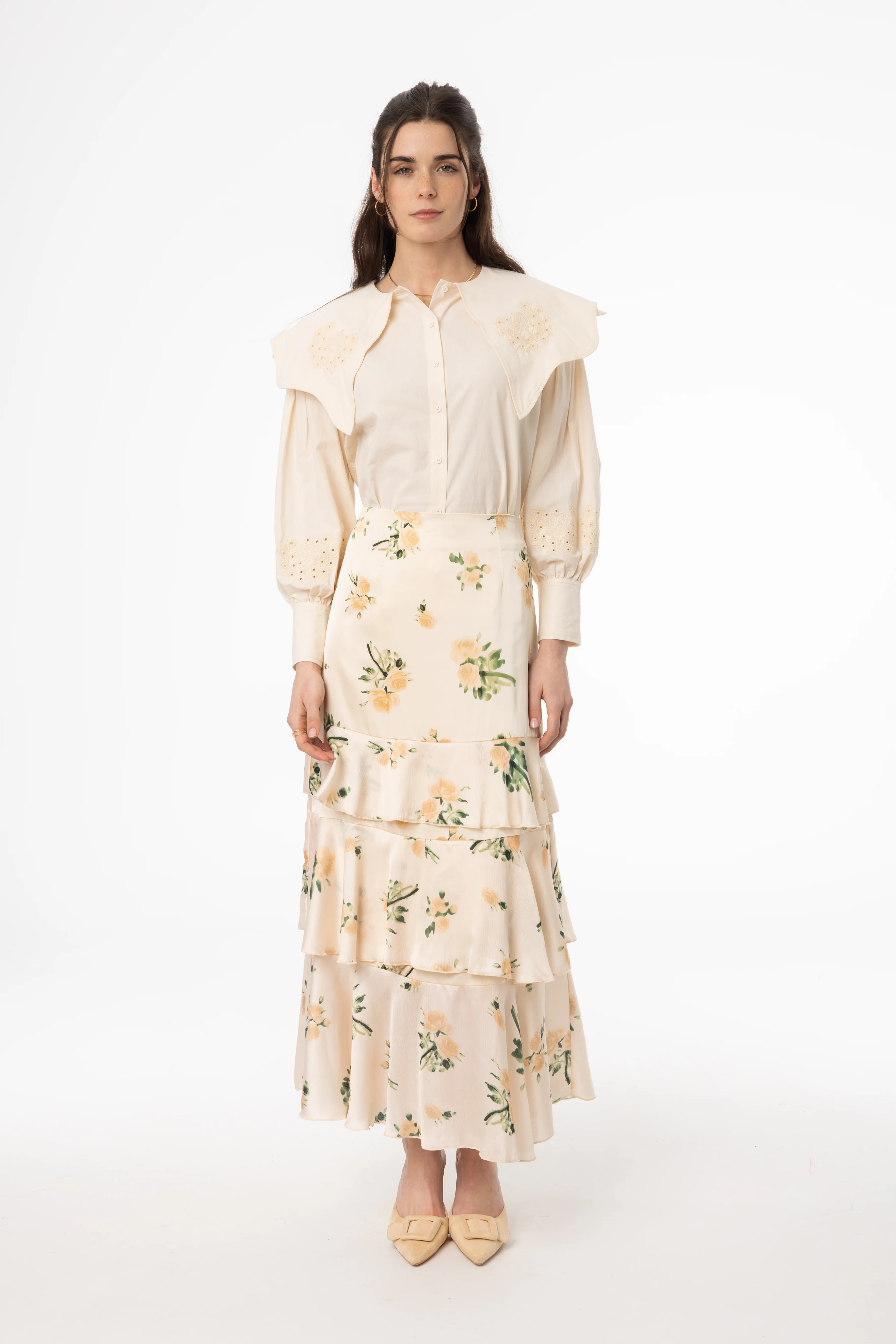 Champagne Floral Ruffle Skirt - Image 4