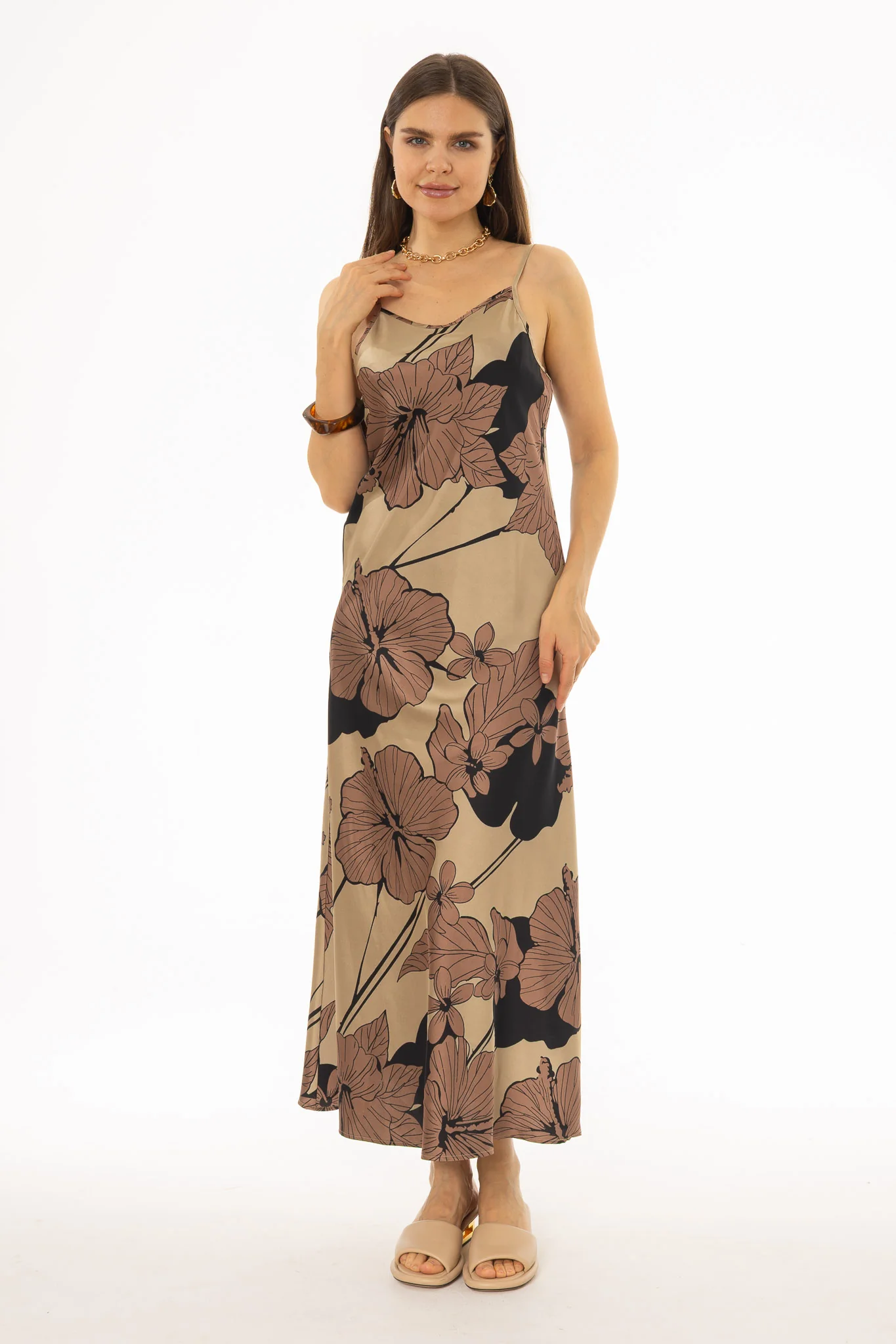 Champagne Floral Slip Dress - Image 4