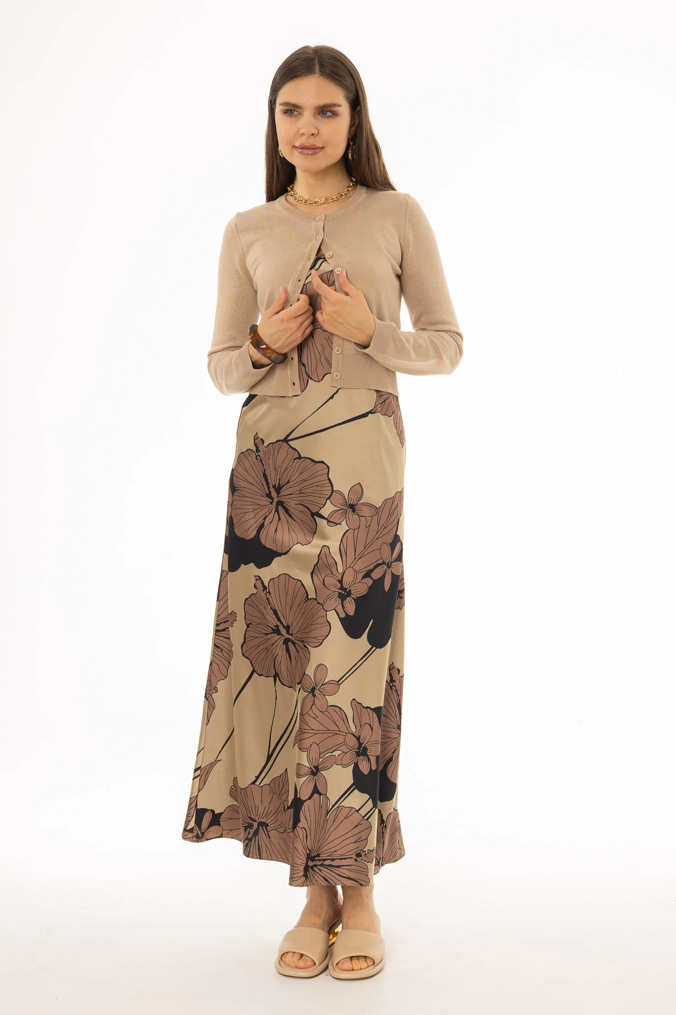 Champagne Floral Slip Dress - Image 5
