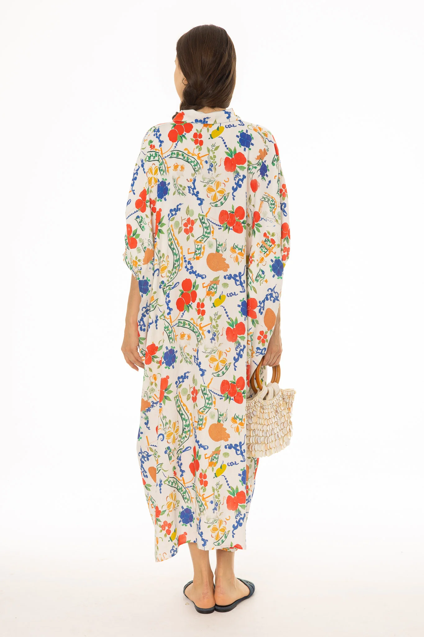 Citrus Print Oversized Shirt Maxi Dress - Image 4