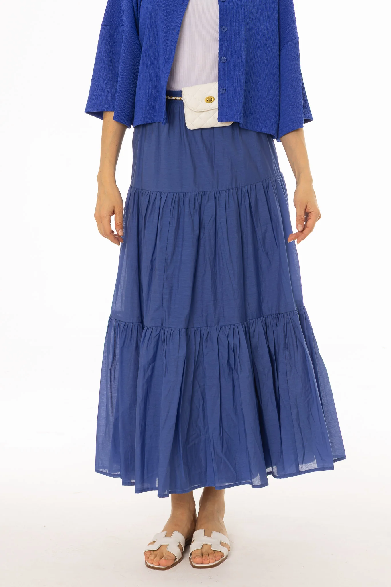 Cobalt Blue Layered Chiffon Skirt - Image 2
