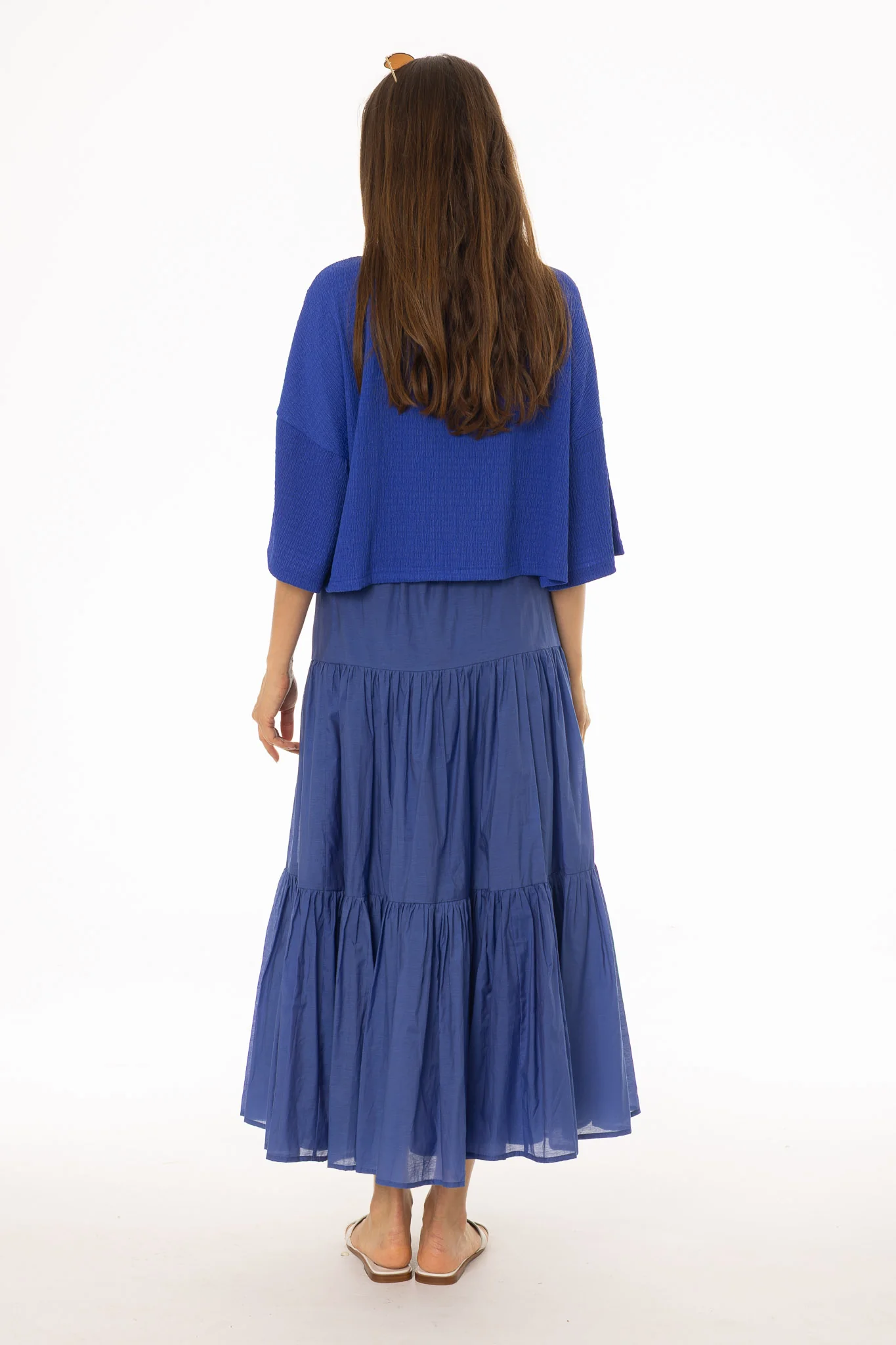 Cobalt Blue Layered Chiffon Skirt - Image 5
