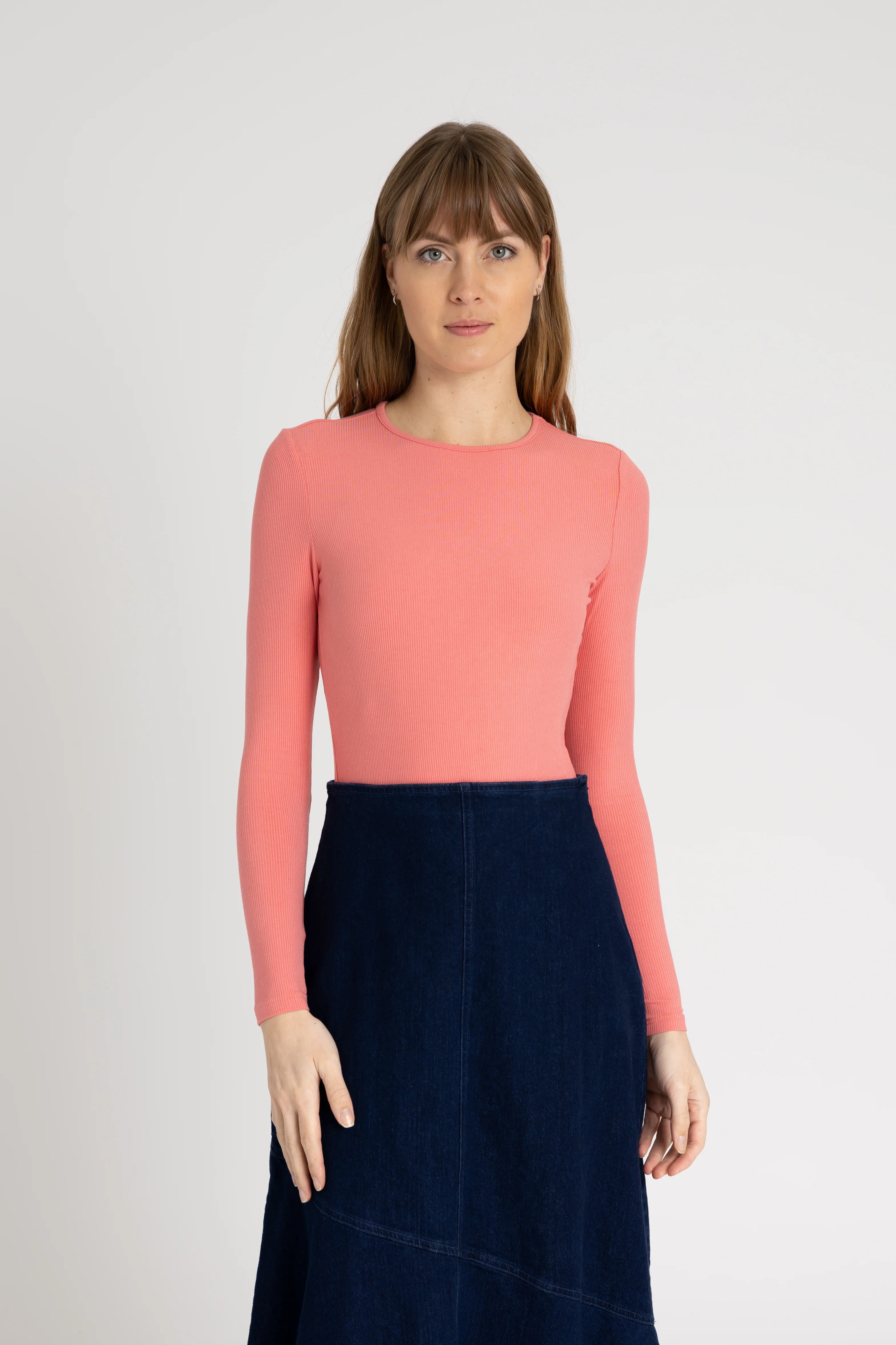 Coral Long Sleeve Ribbed Tee - Image 4