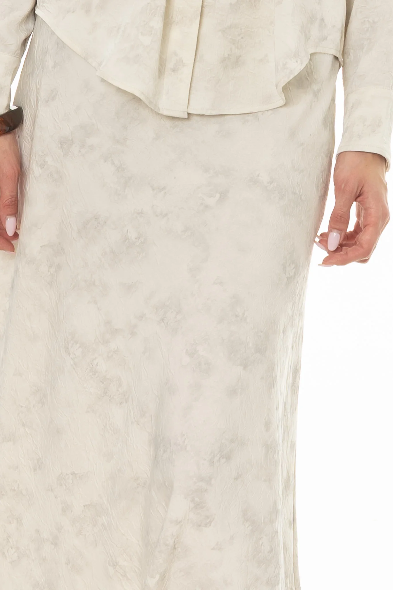 Cream Brushed Satin Maxi Skirt - Image 2