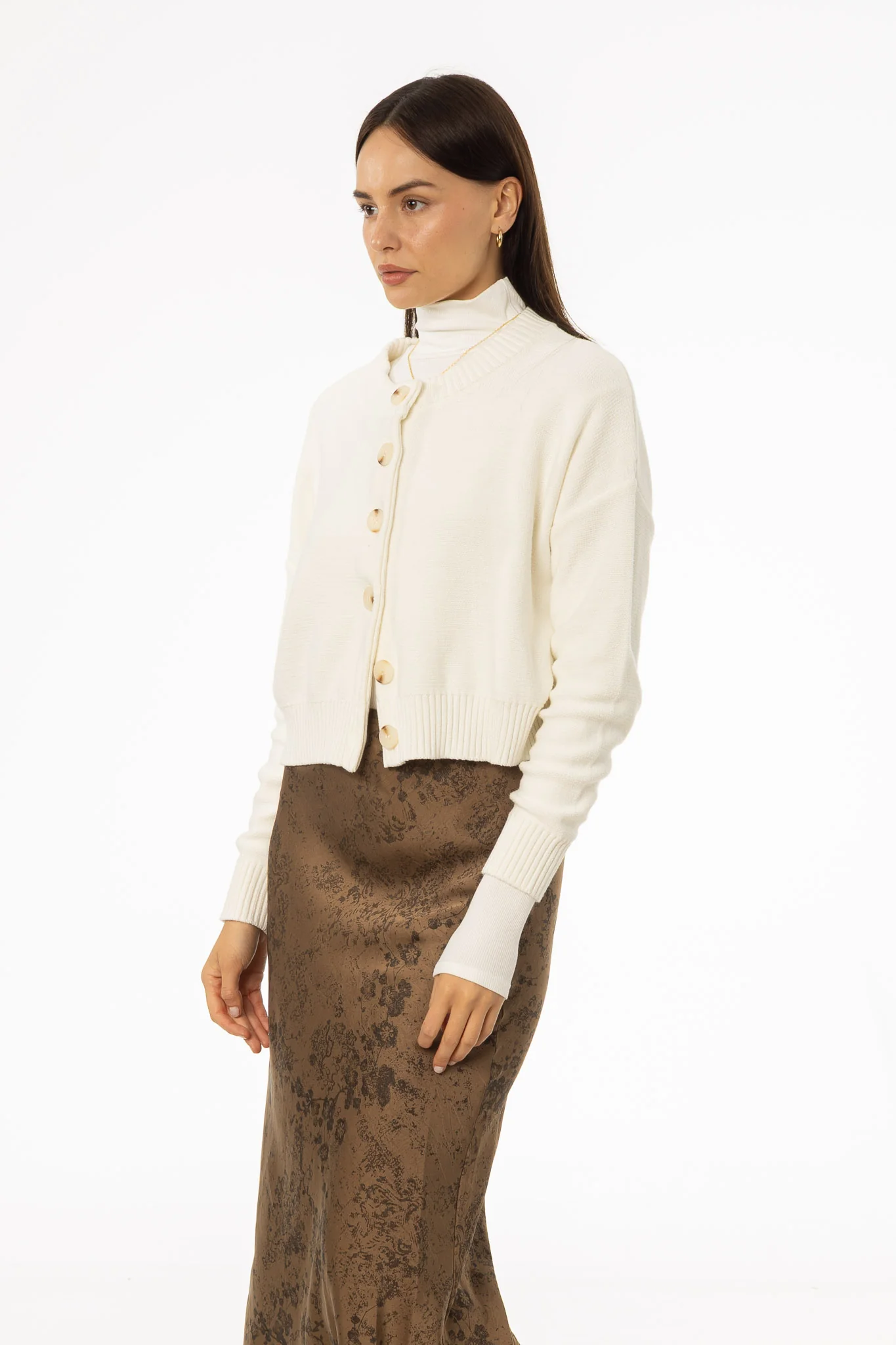 Cream Chunky Knit Cardigan - Image 3