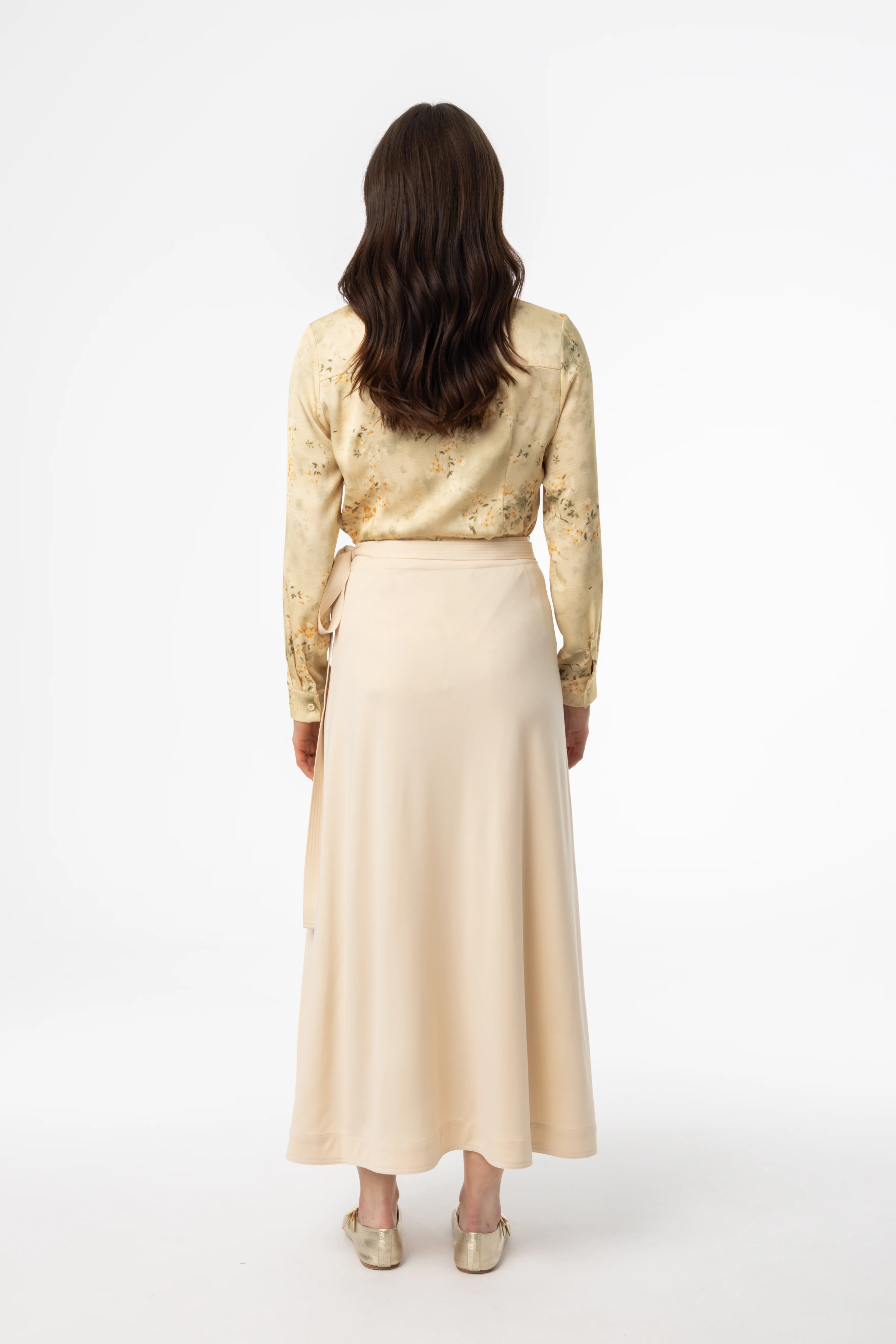 Cream Flare Wrap Skirt - Image 3
