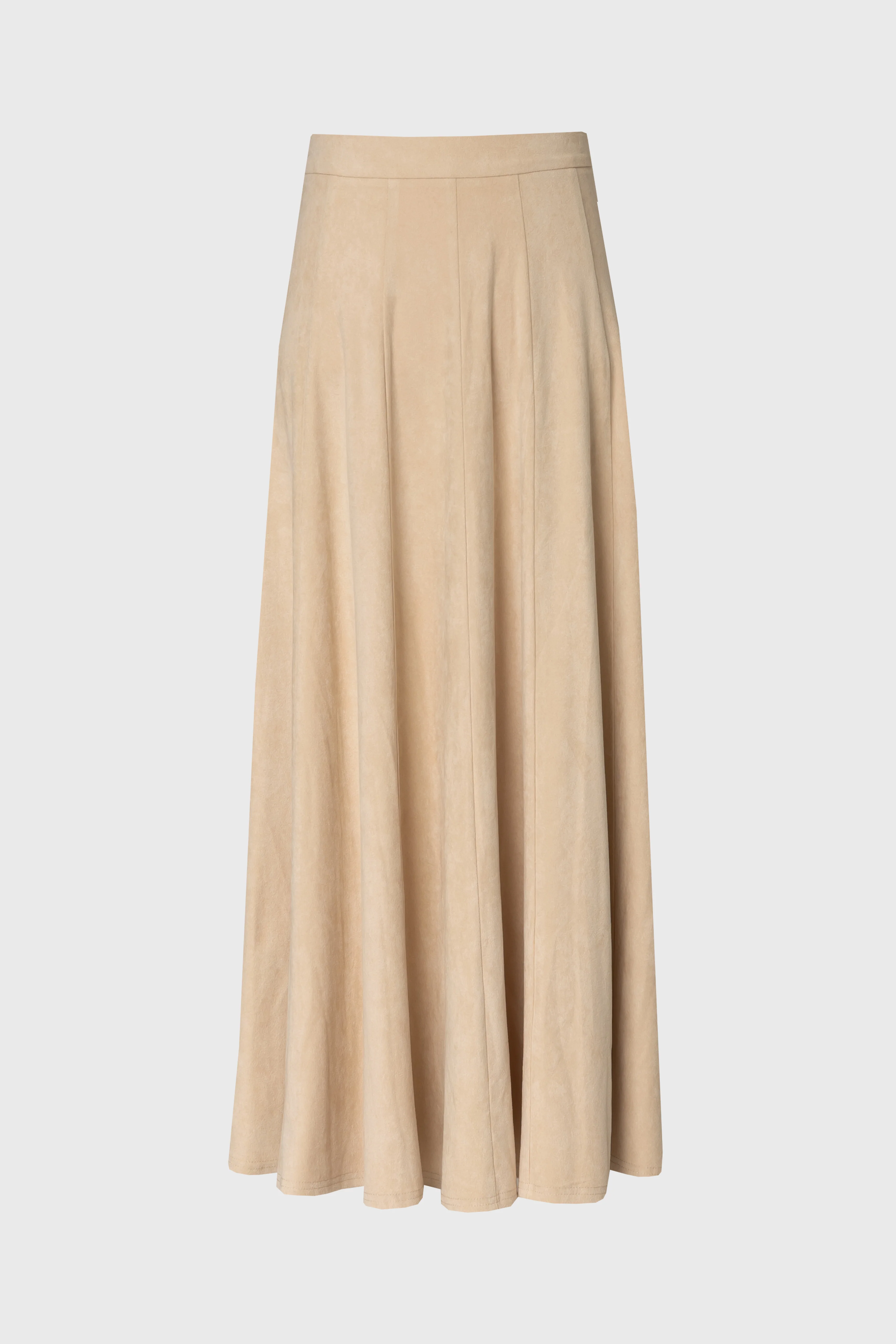 Cream Paneled Microsuede Skirt - Image 5