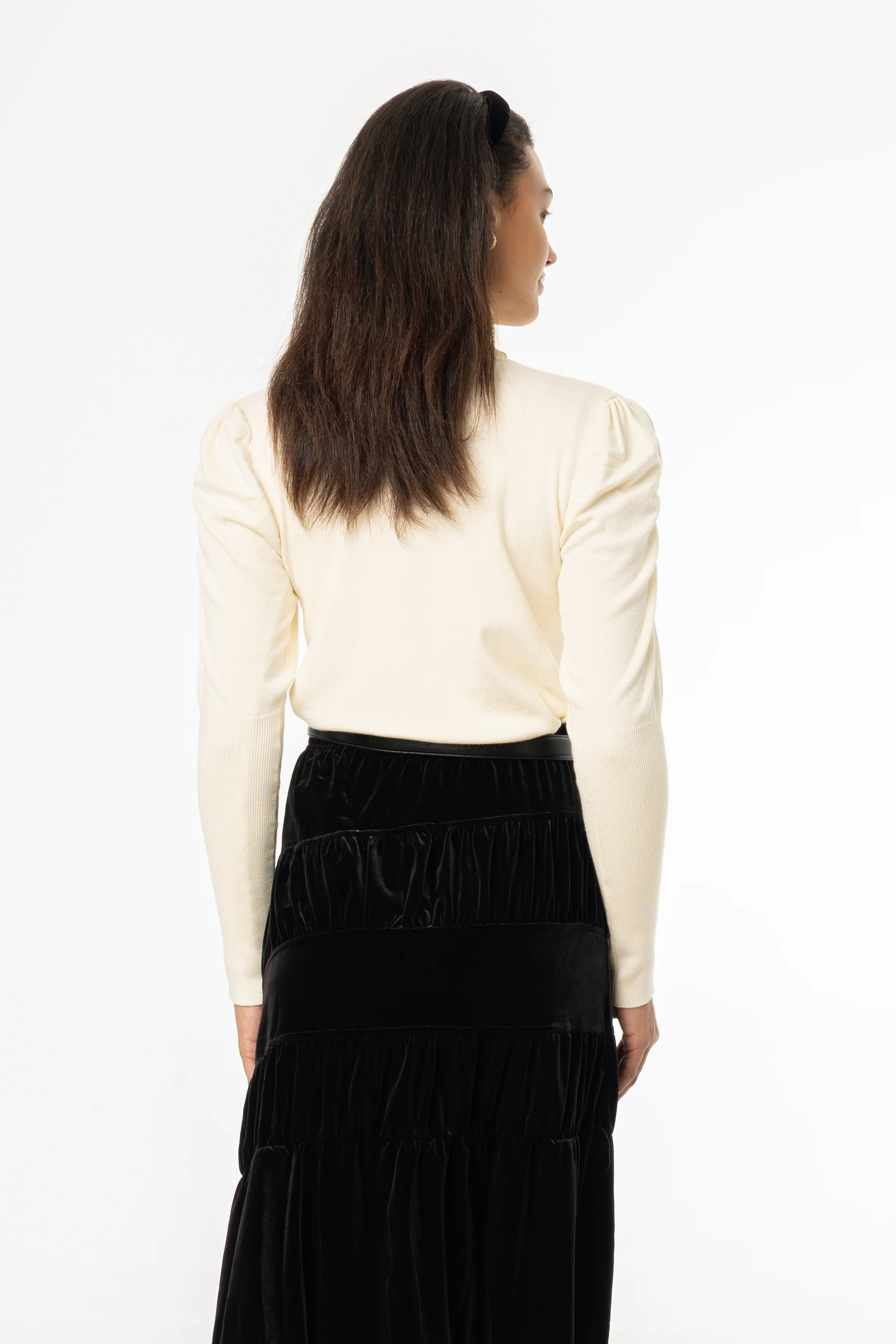 Cream Puff Sleeve Knit Turtleneck Sweater - Image 3
