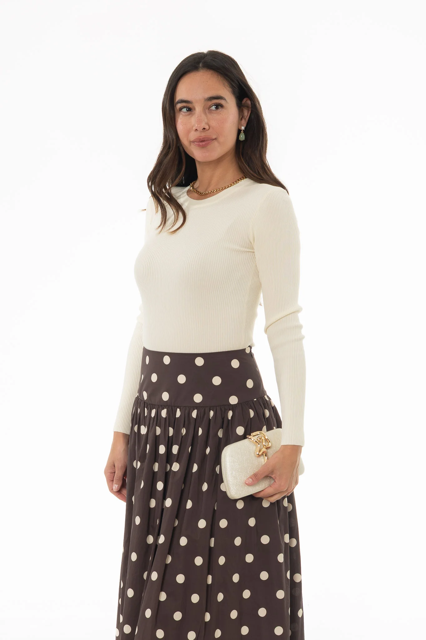 Cream Ribbed Knit Top - Image 3