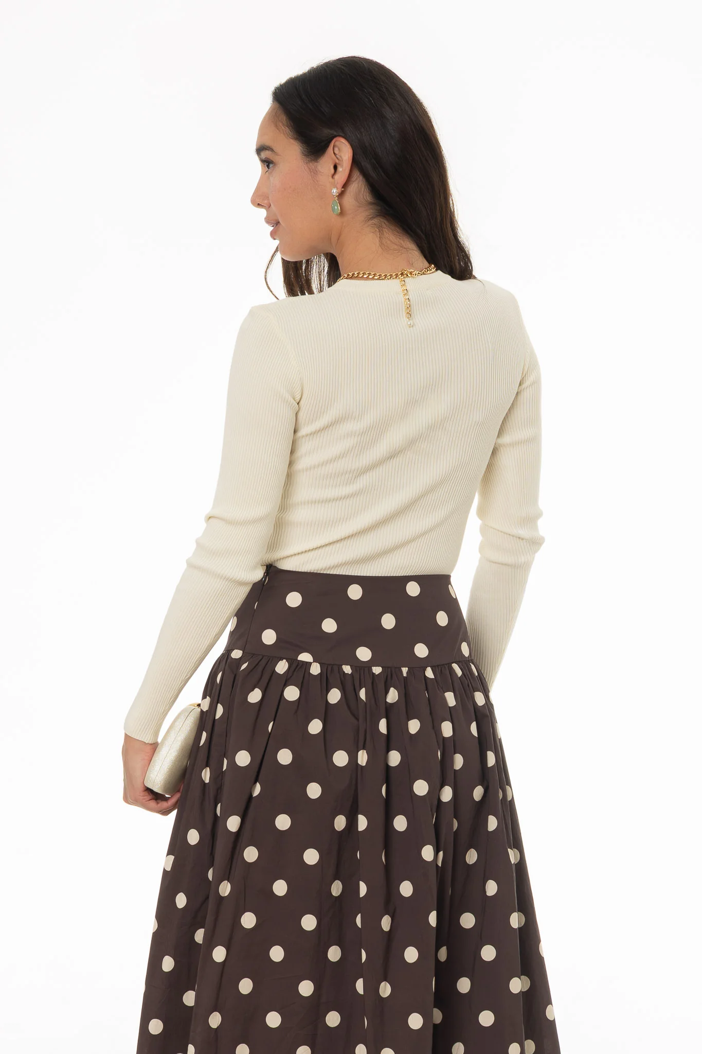 Cream Ribbed Knit Top - Image 4