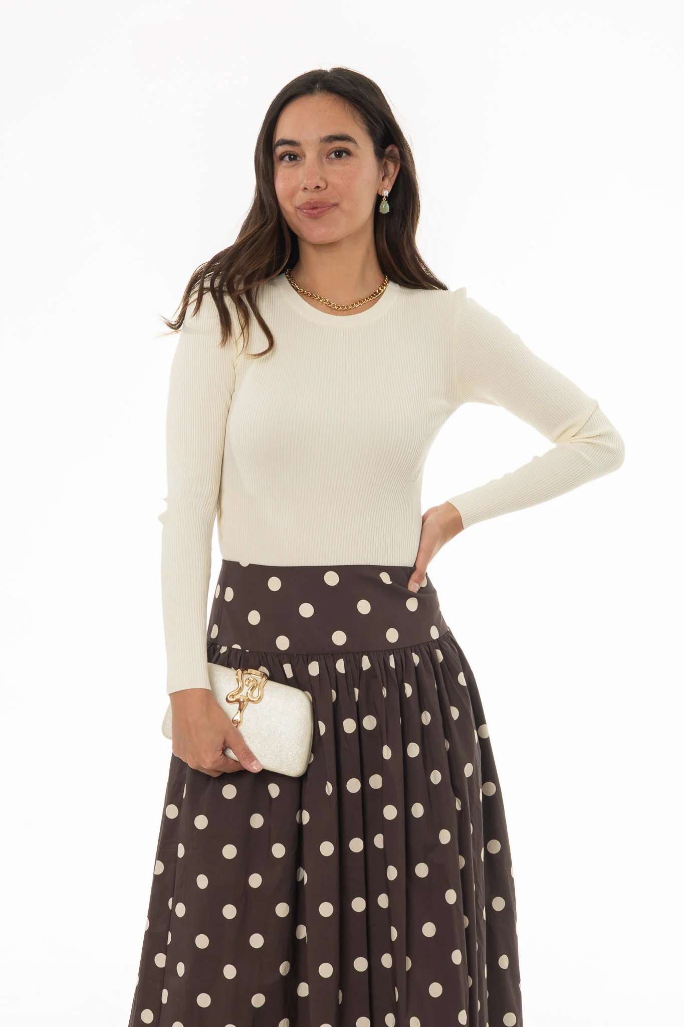 Cream Ribbed Knit Top - Image 5