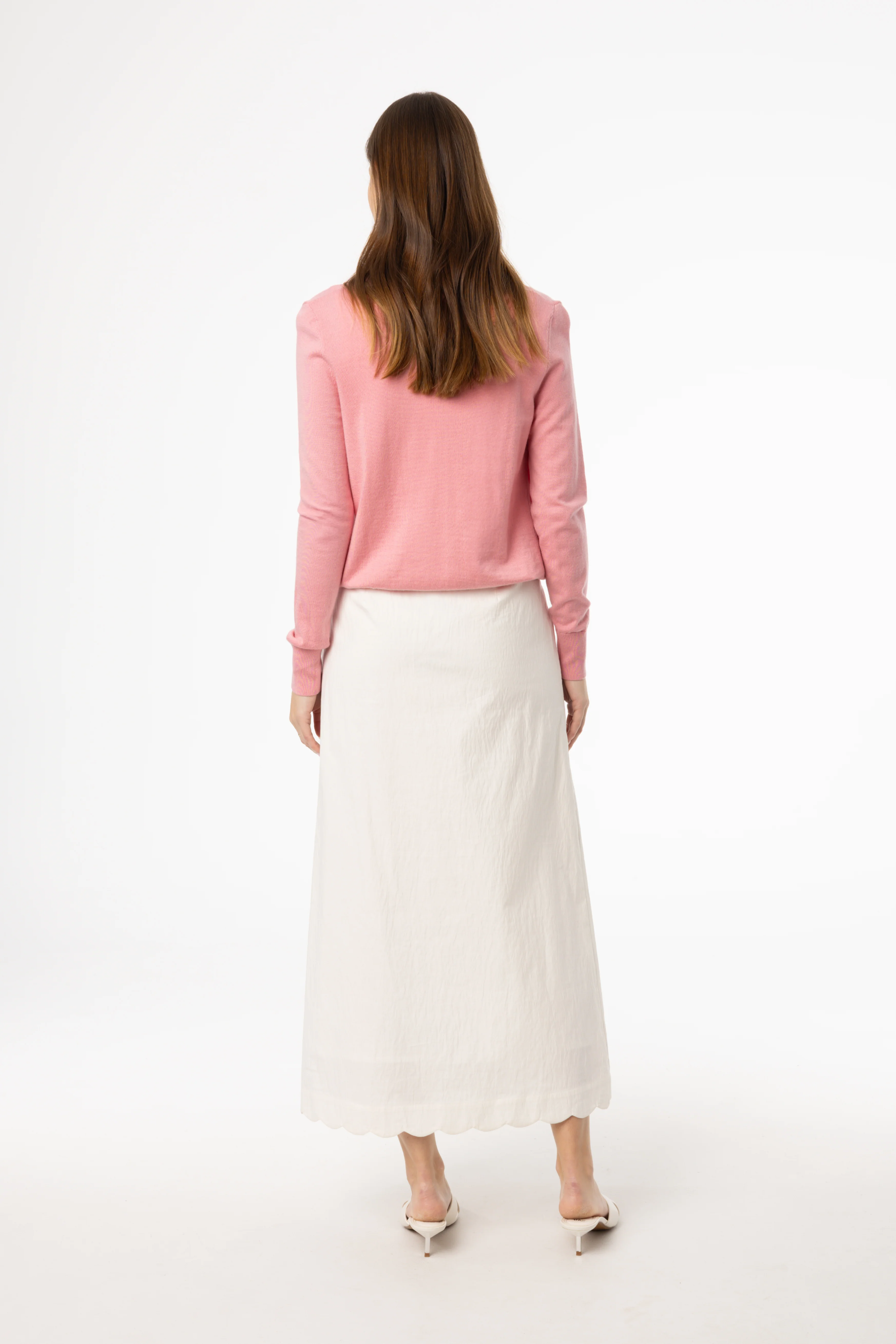 Cream Scalloped Maxi Skirt - Image 3