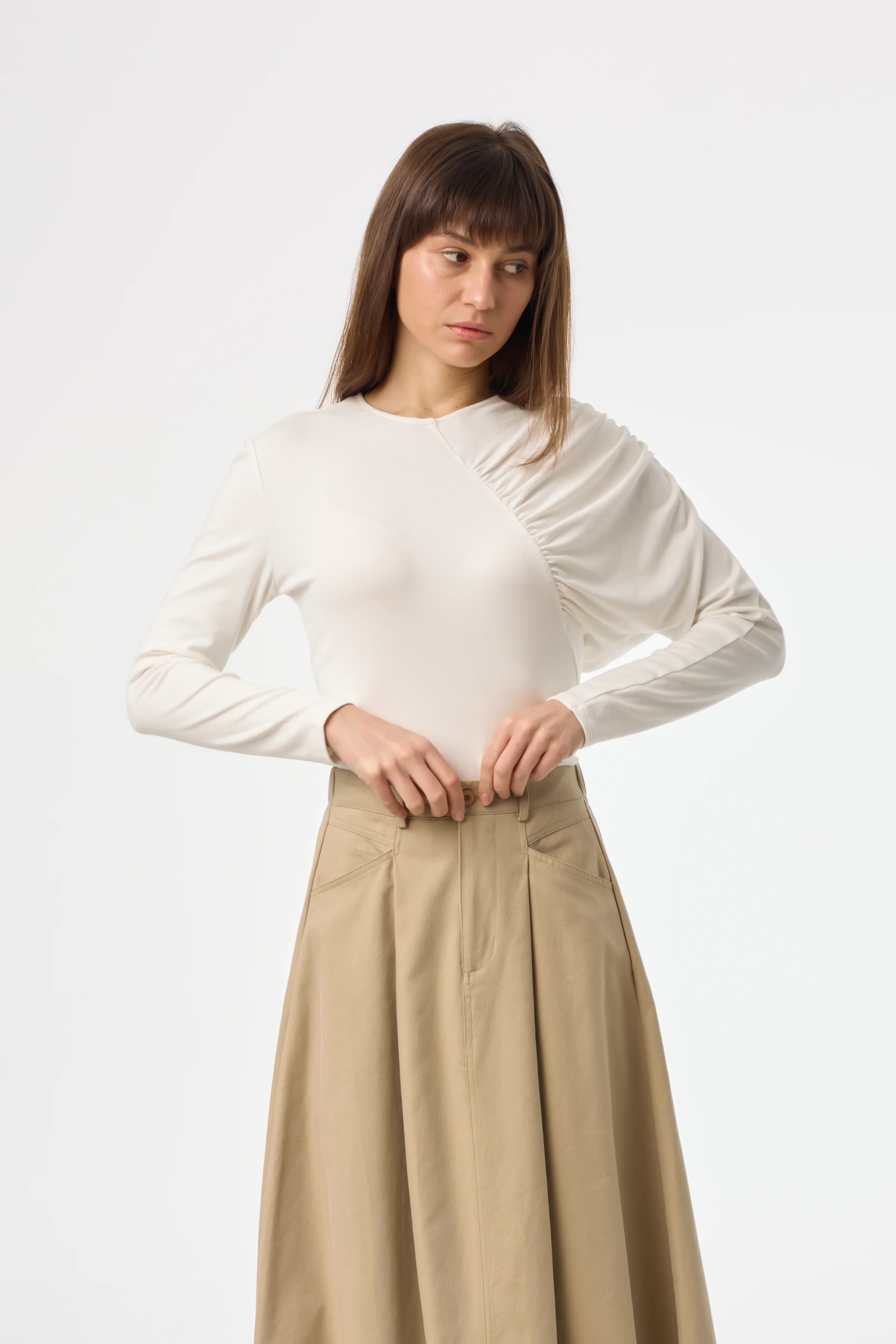 Cream Side Ruched Top - Image 4