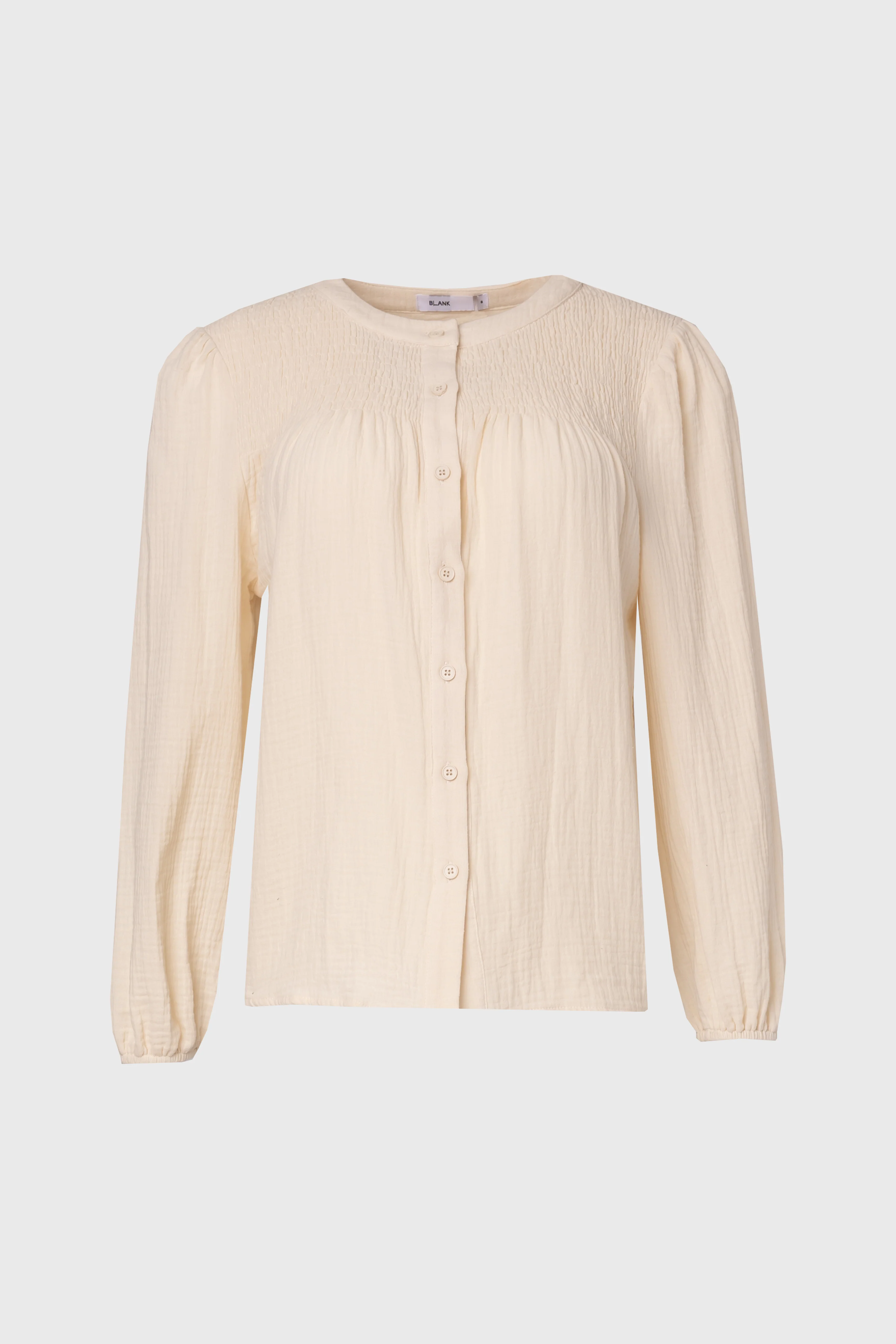 Cream Smocked Gauze Blouse - Image 5