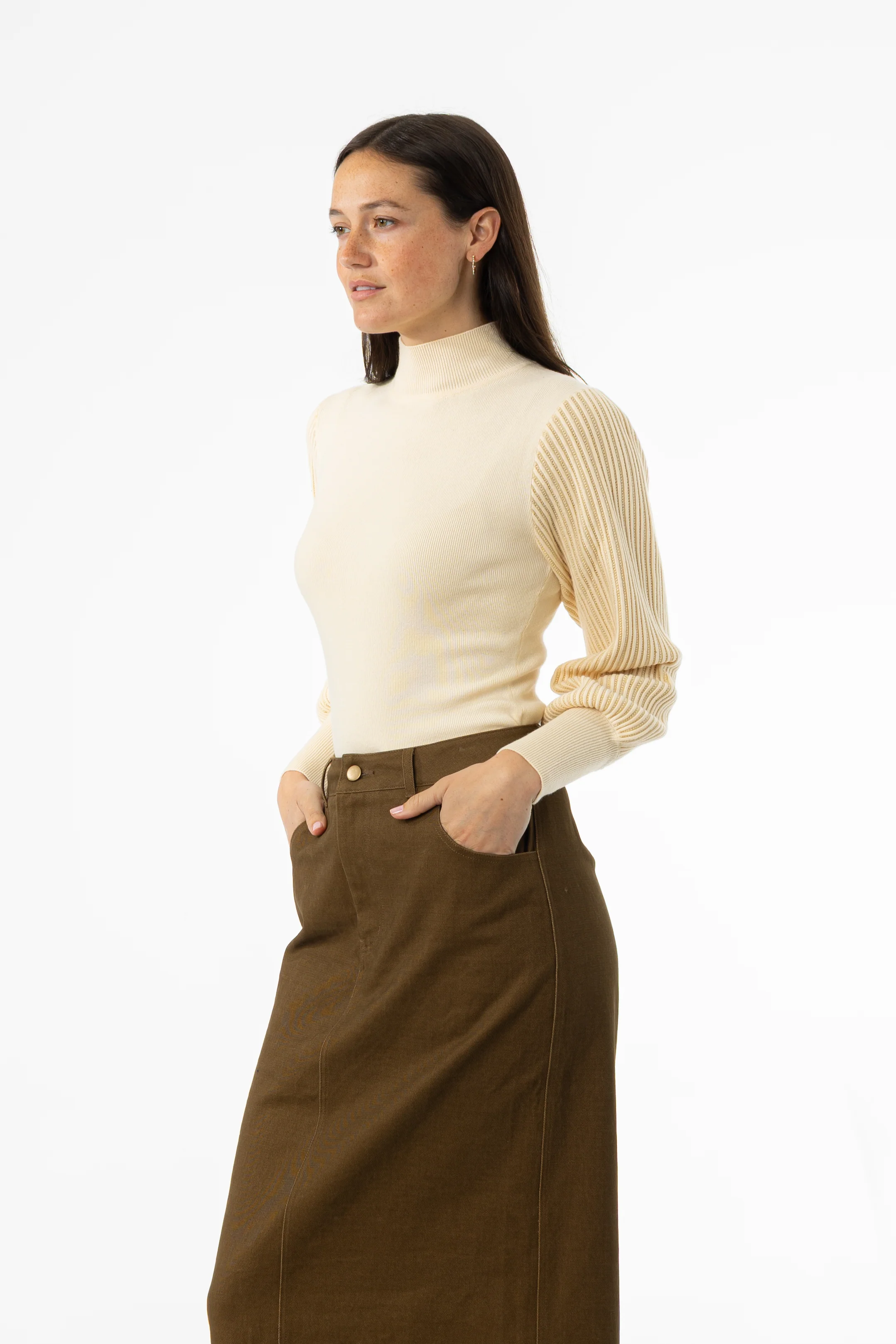 Cream Sparkle Balloon Sleeve Sweater - Image 2