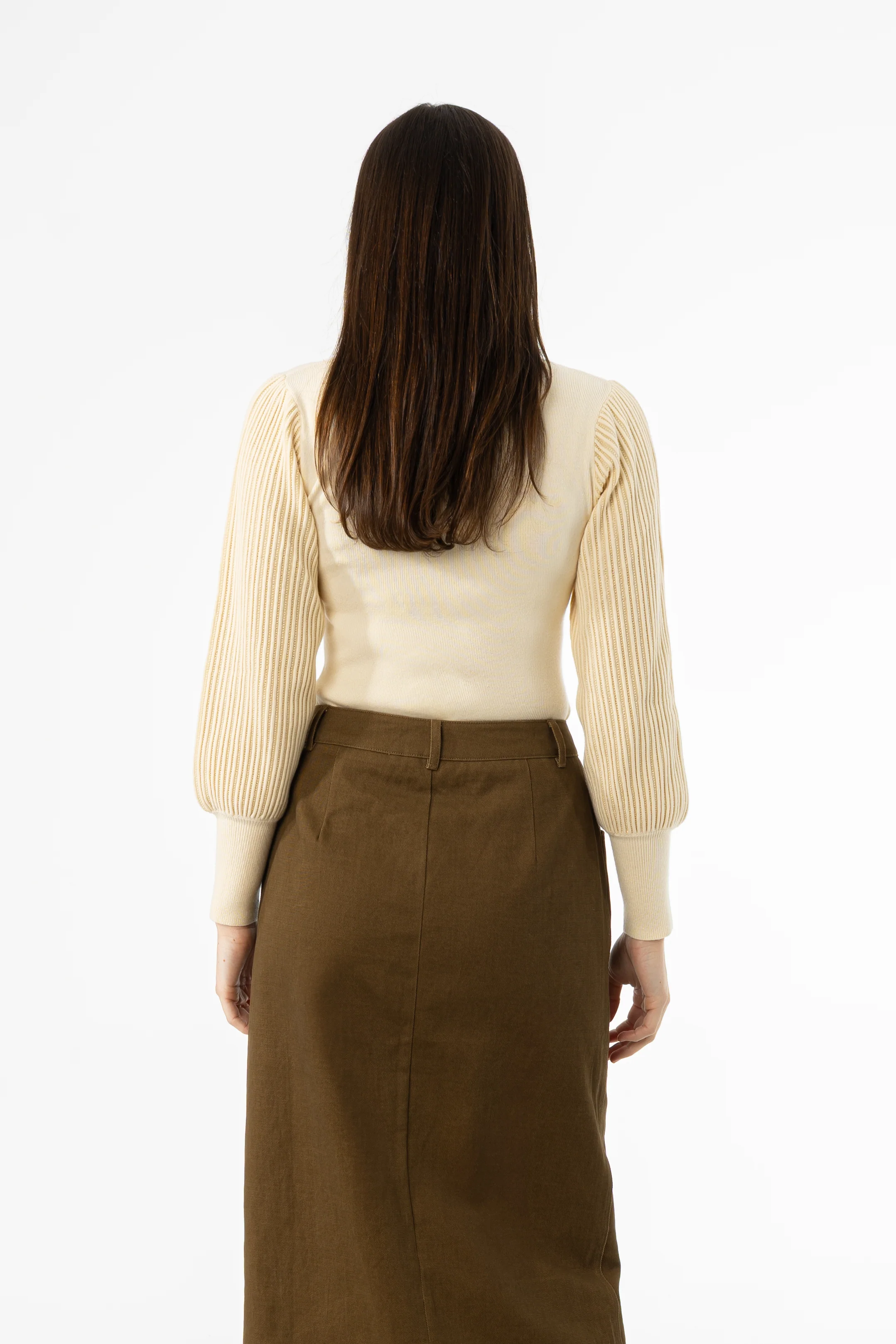 Cream Sparkle Balloon Sleeve Sweater - Image 3