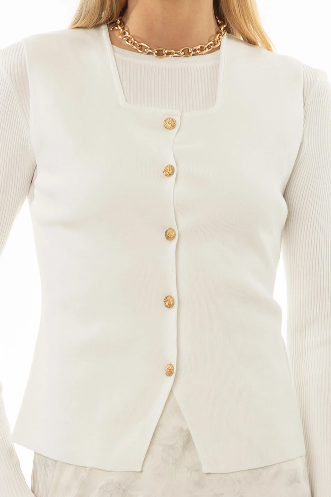 Cream Thin Knit Overlay - Image 2