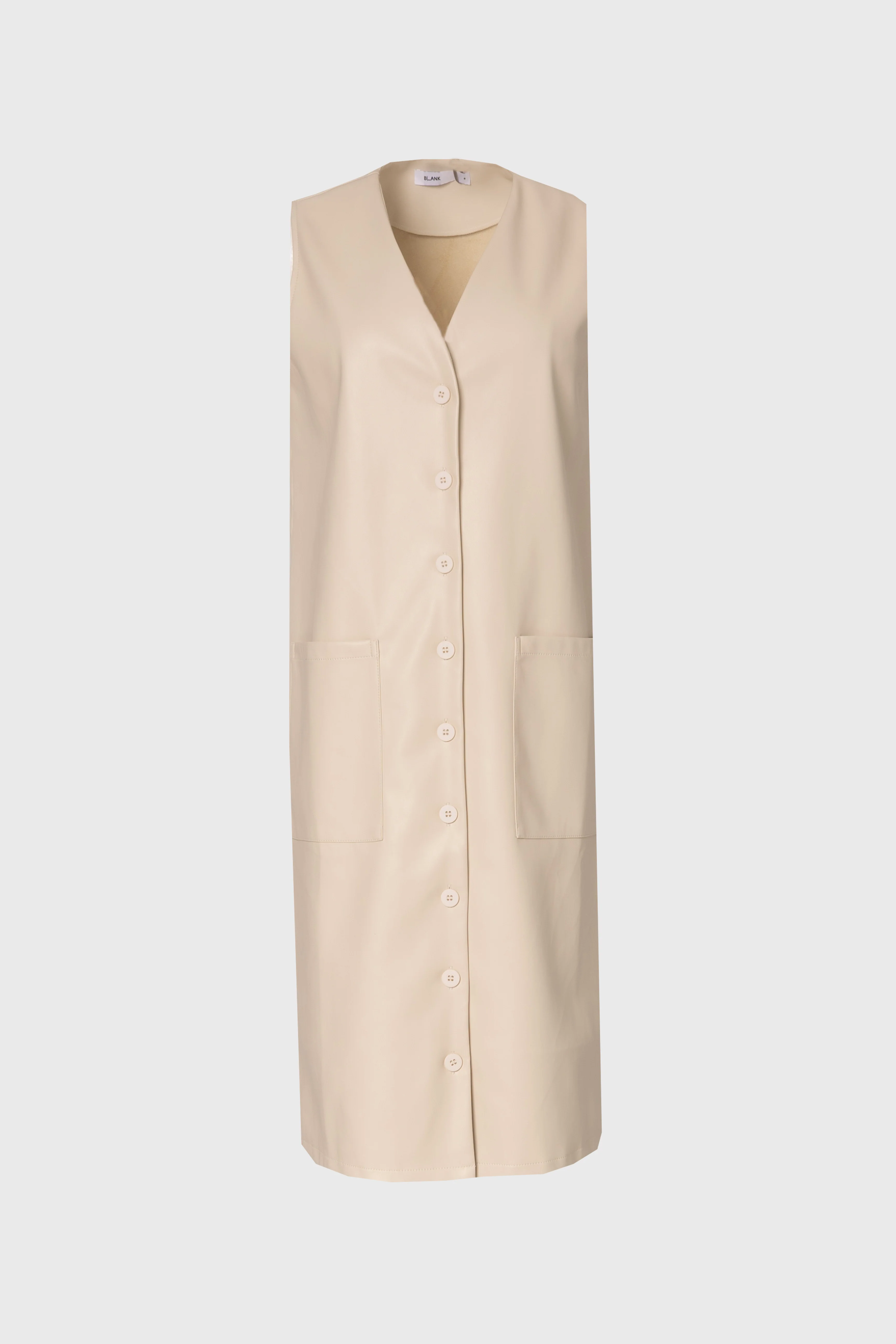 Cream Vegan Leather Vest Dress - Image 5