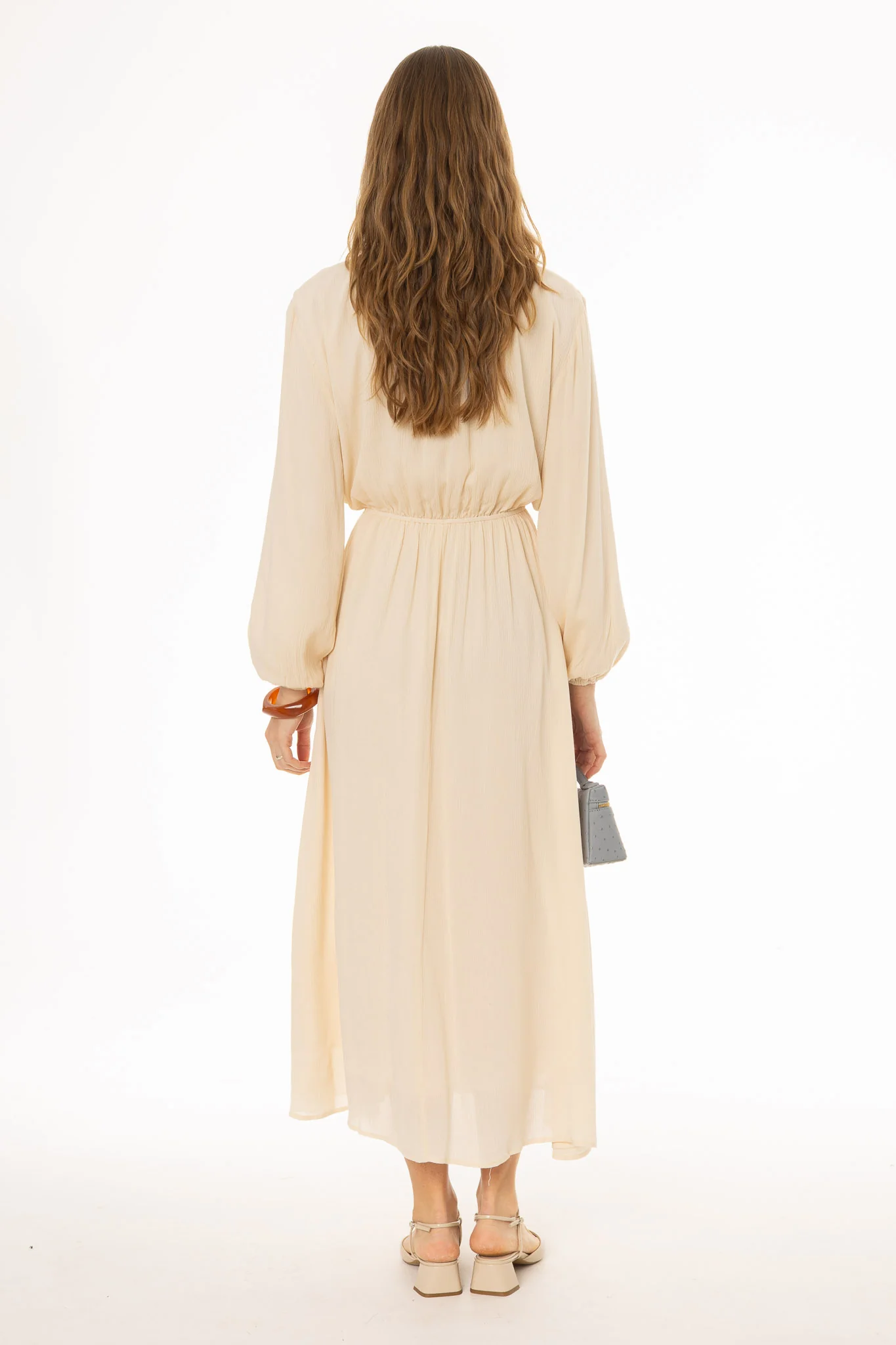 Cream Waisted Maxi Dress - Image 5