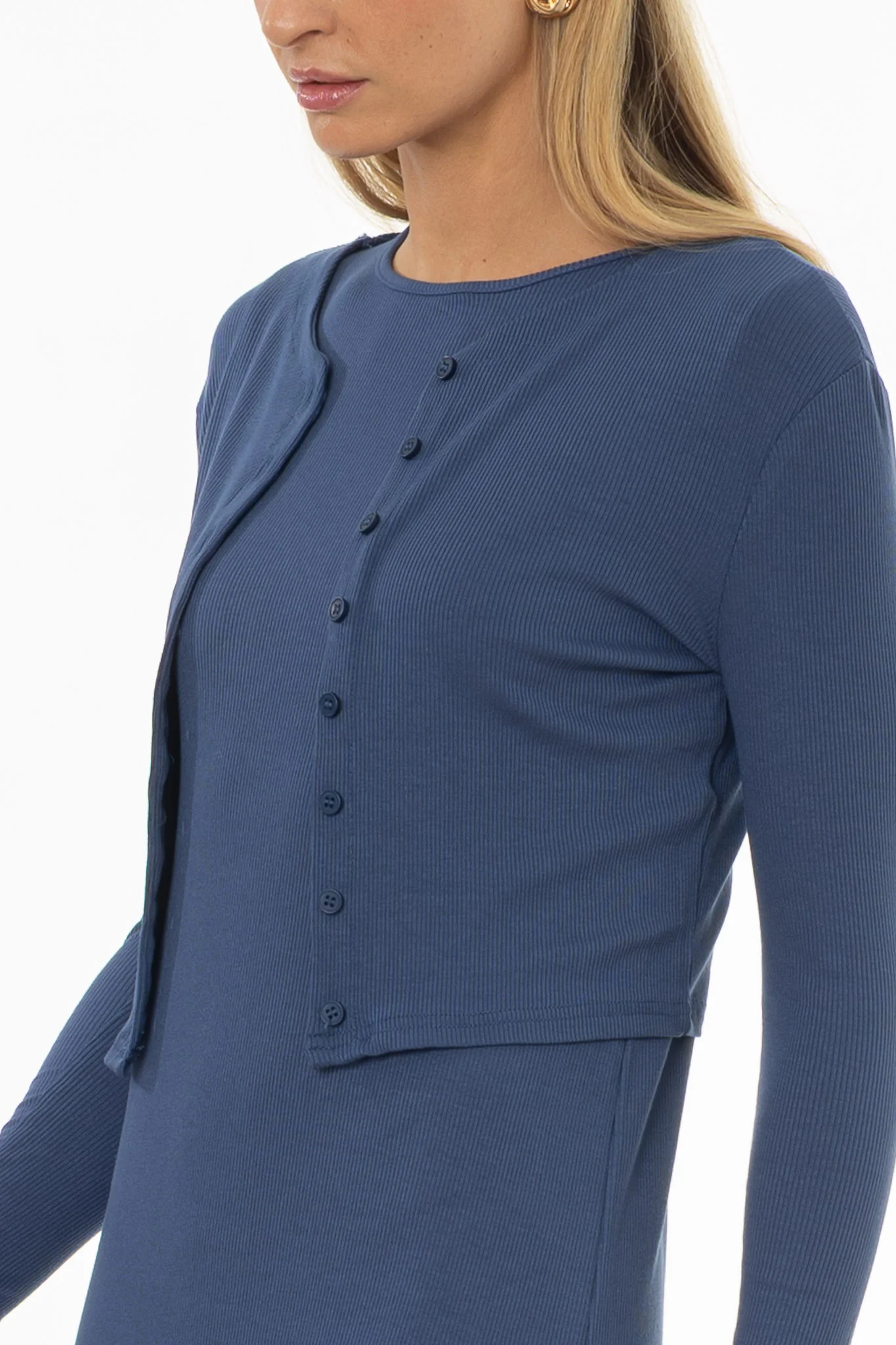 Denim Blue Basic Cardigan - Image 2