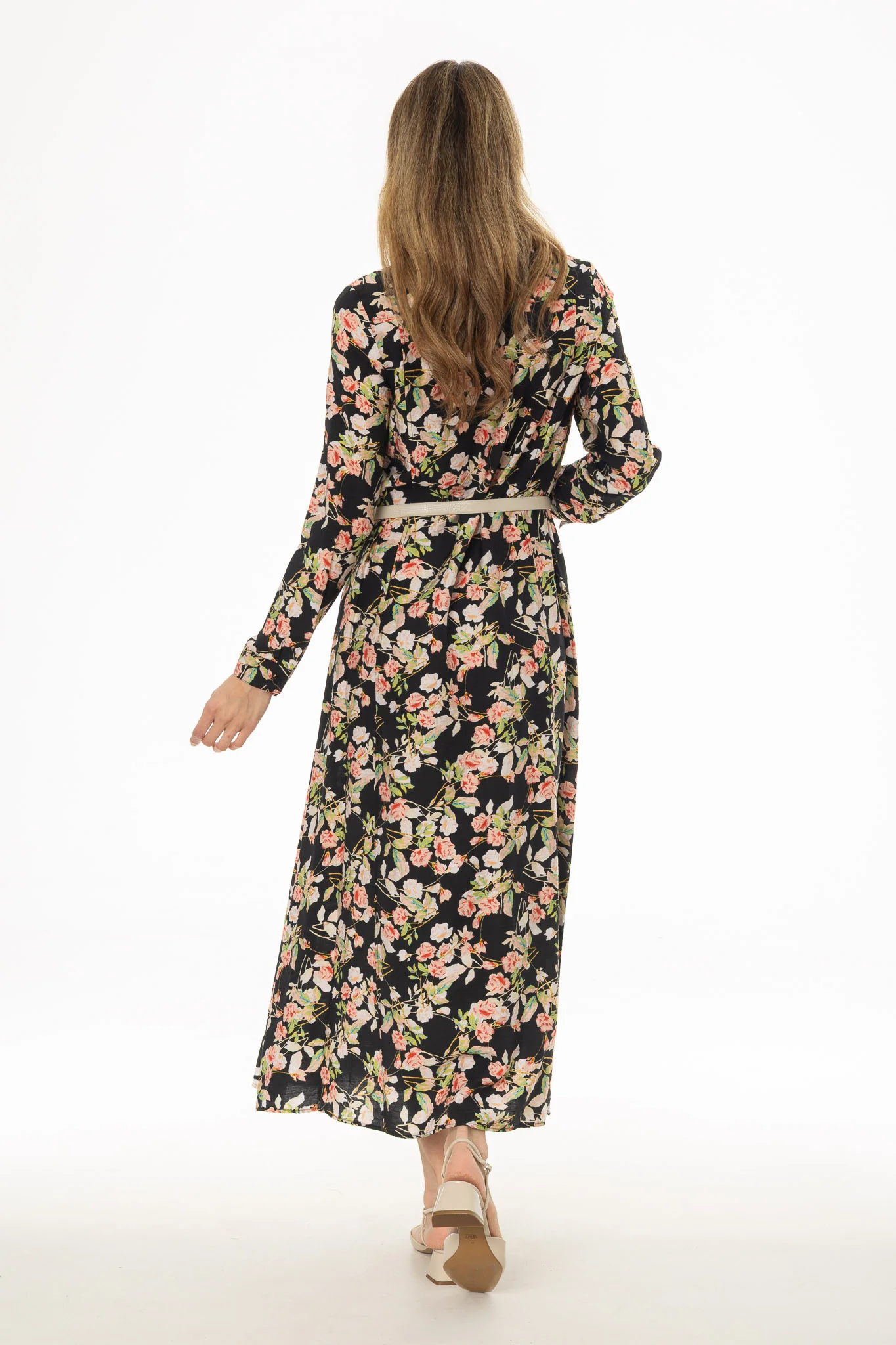 Floral Covered Placket Maxi Shirt Dress - Image 4