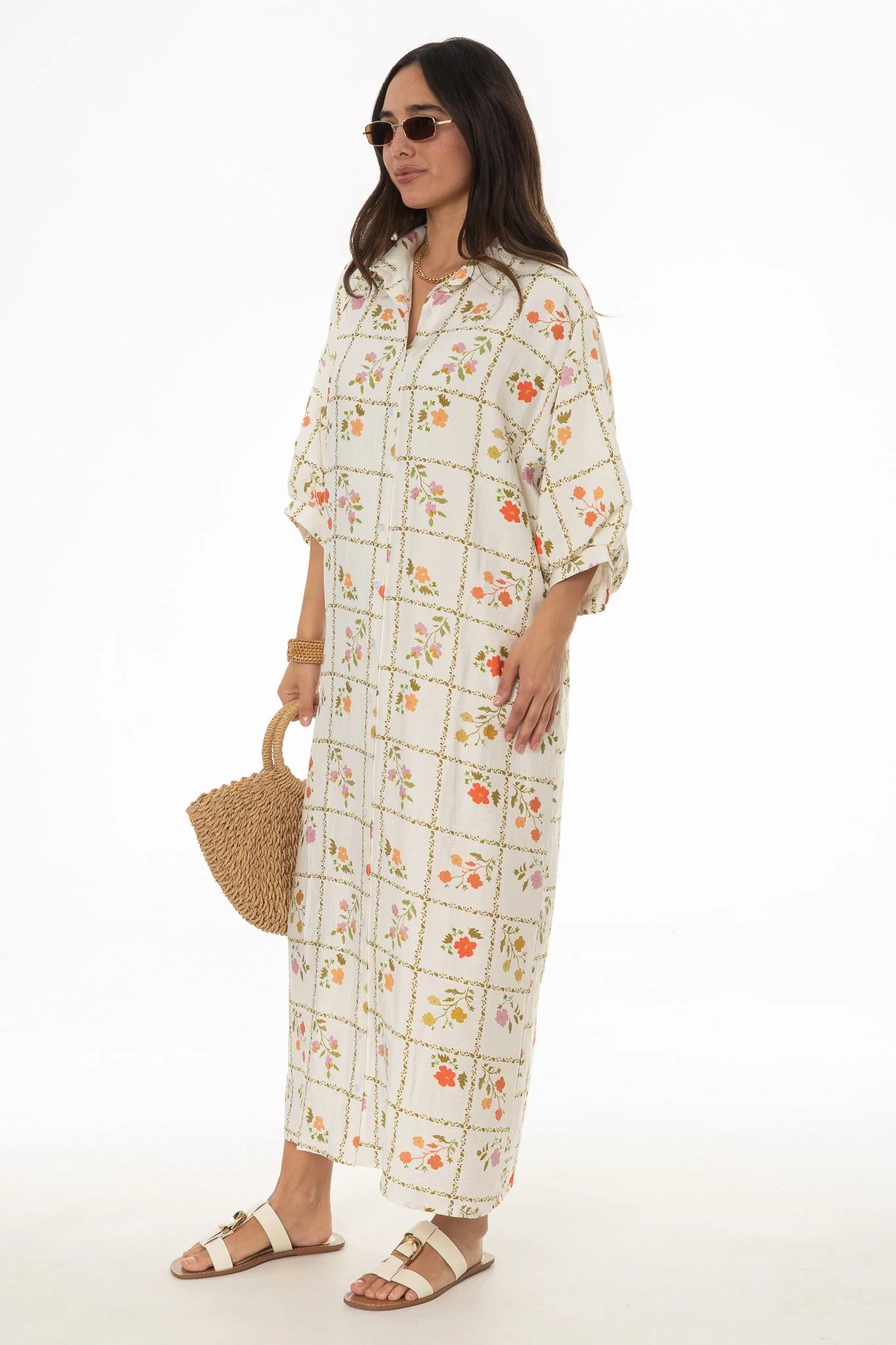 Floral Printed Balloon Sleeve Maxi Dress - Image 3