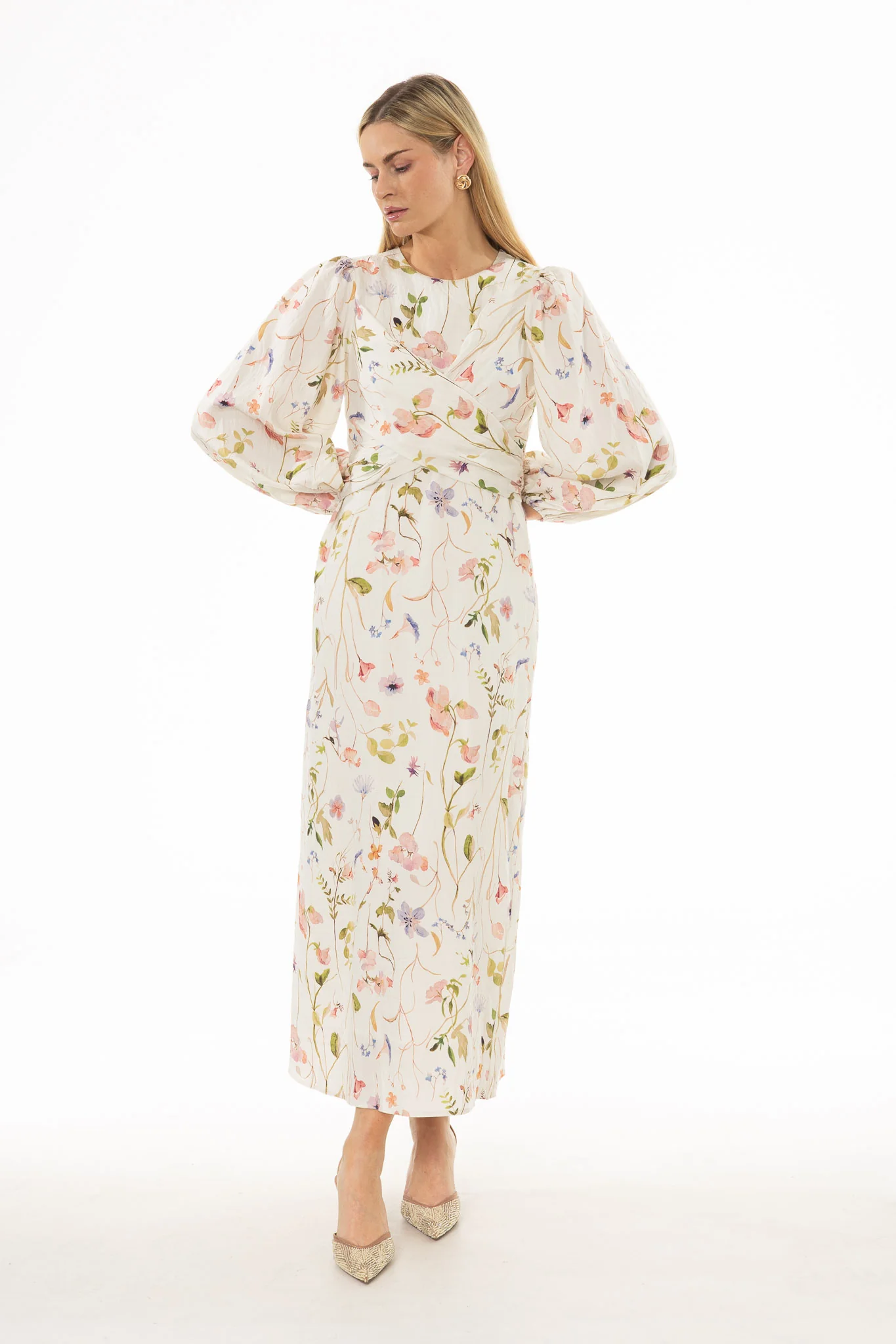 Floral Printed Crossover Maxi Dress