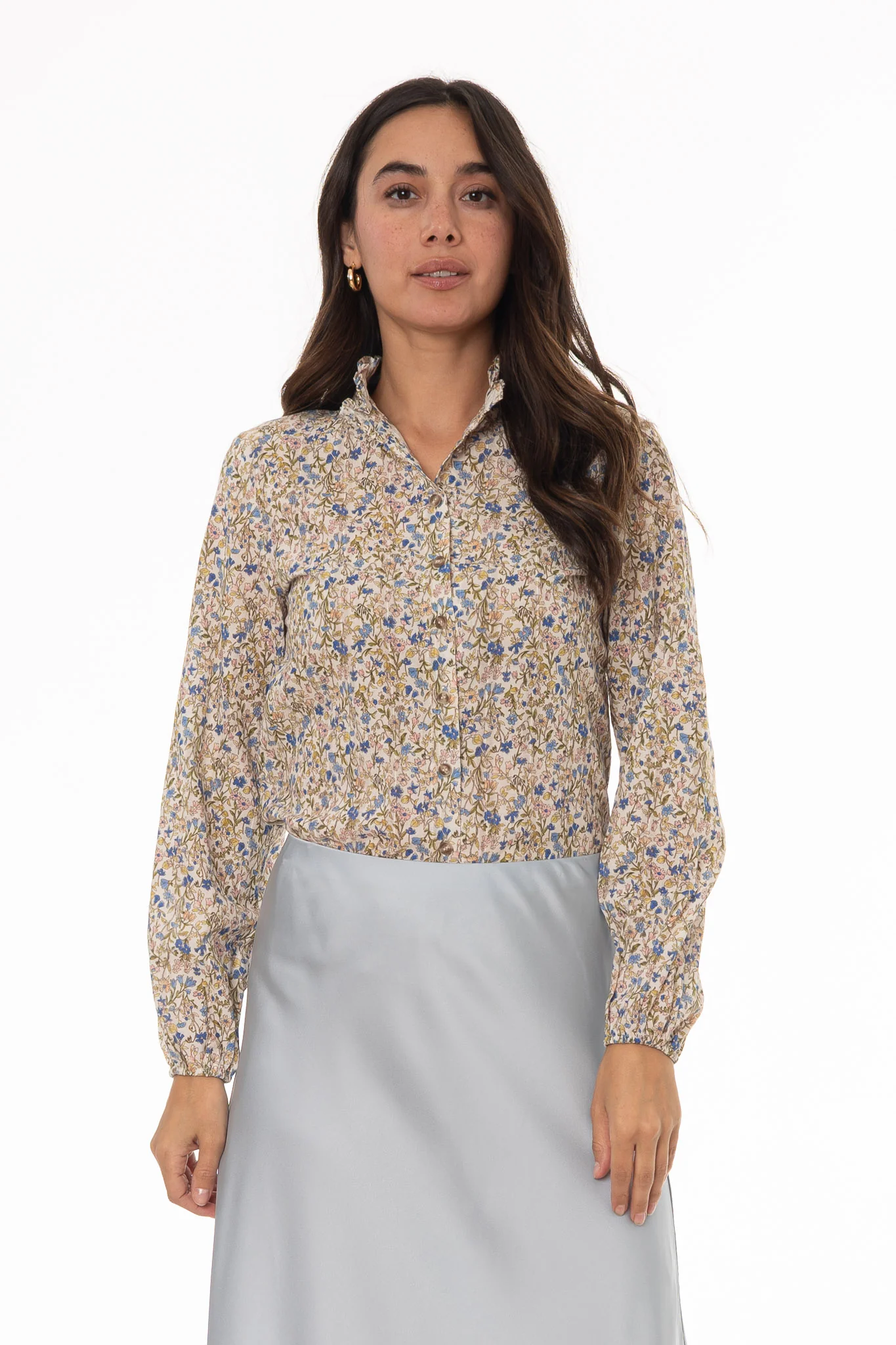 Floral Printed Ruffle Blouse - Image 4