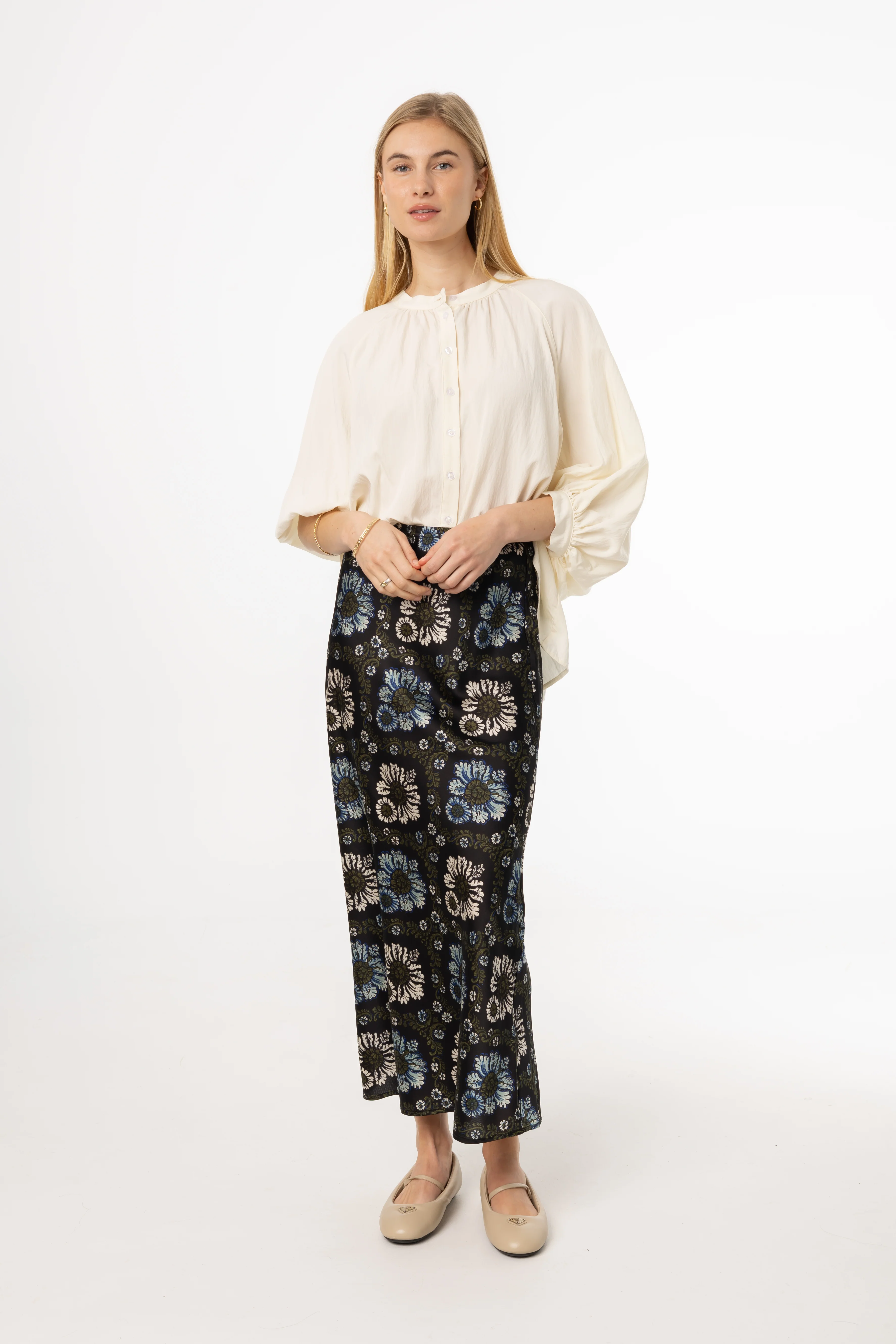 Green and Blue Printed Skirt