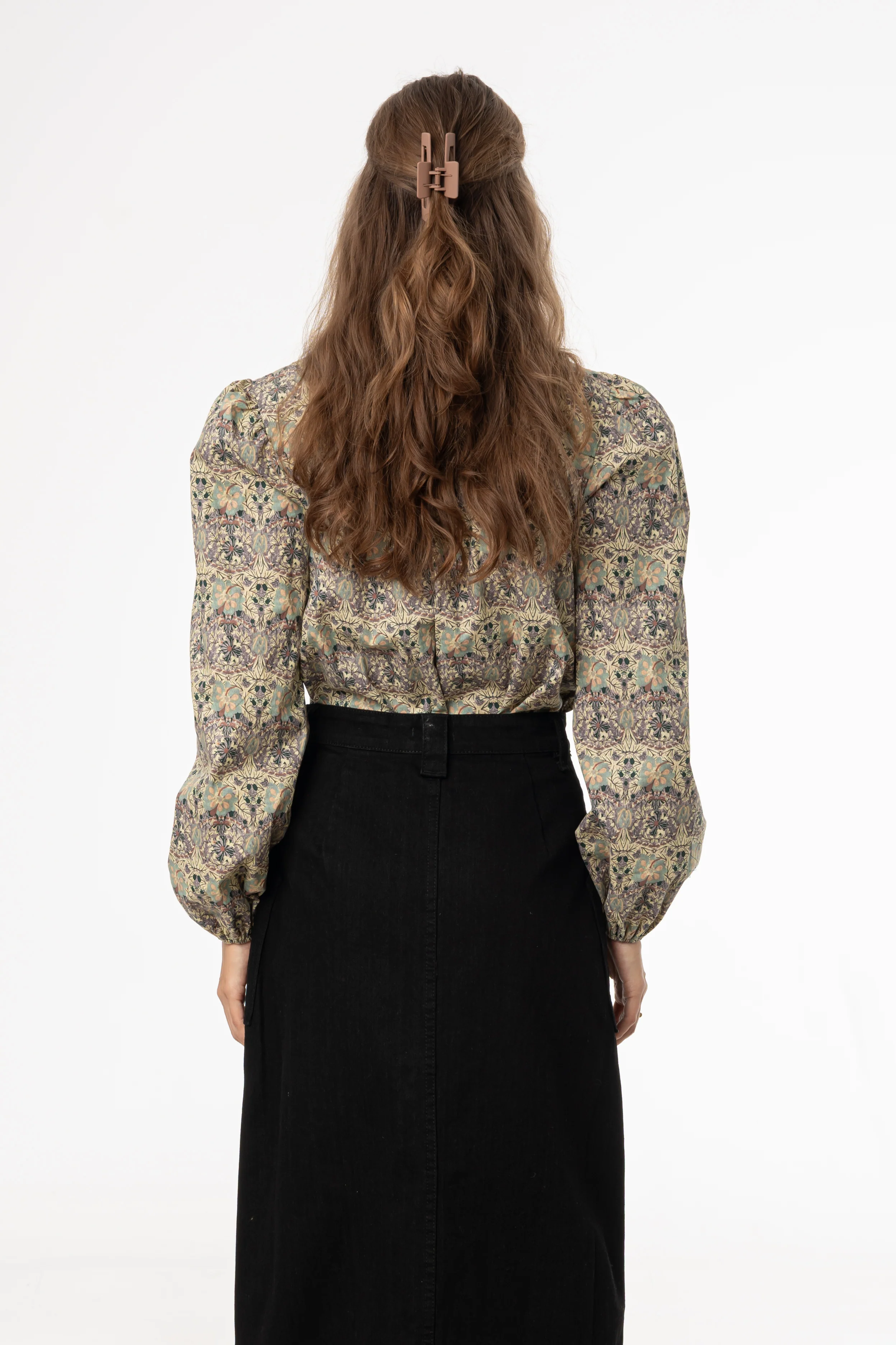 Green and Purple Floral Smocked Blouse - Image 3