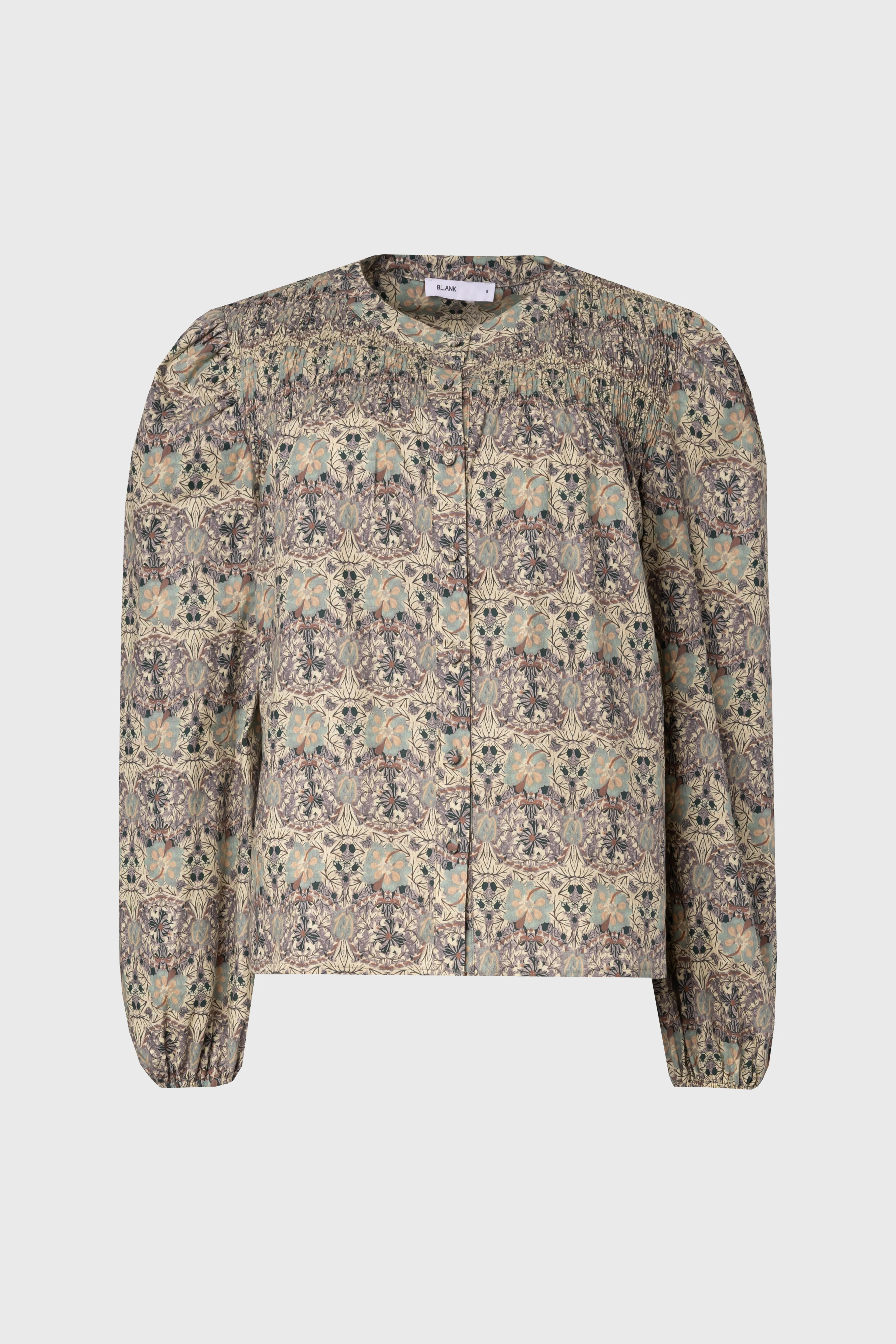Green and Purple Floral Smocked Blouse - Image 5