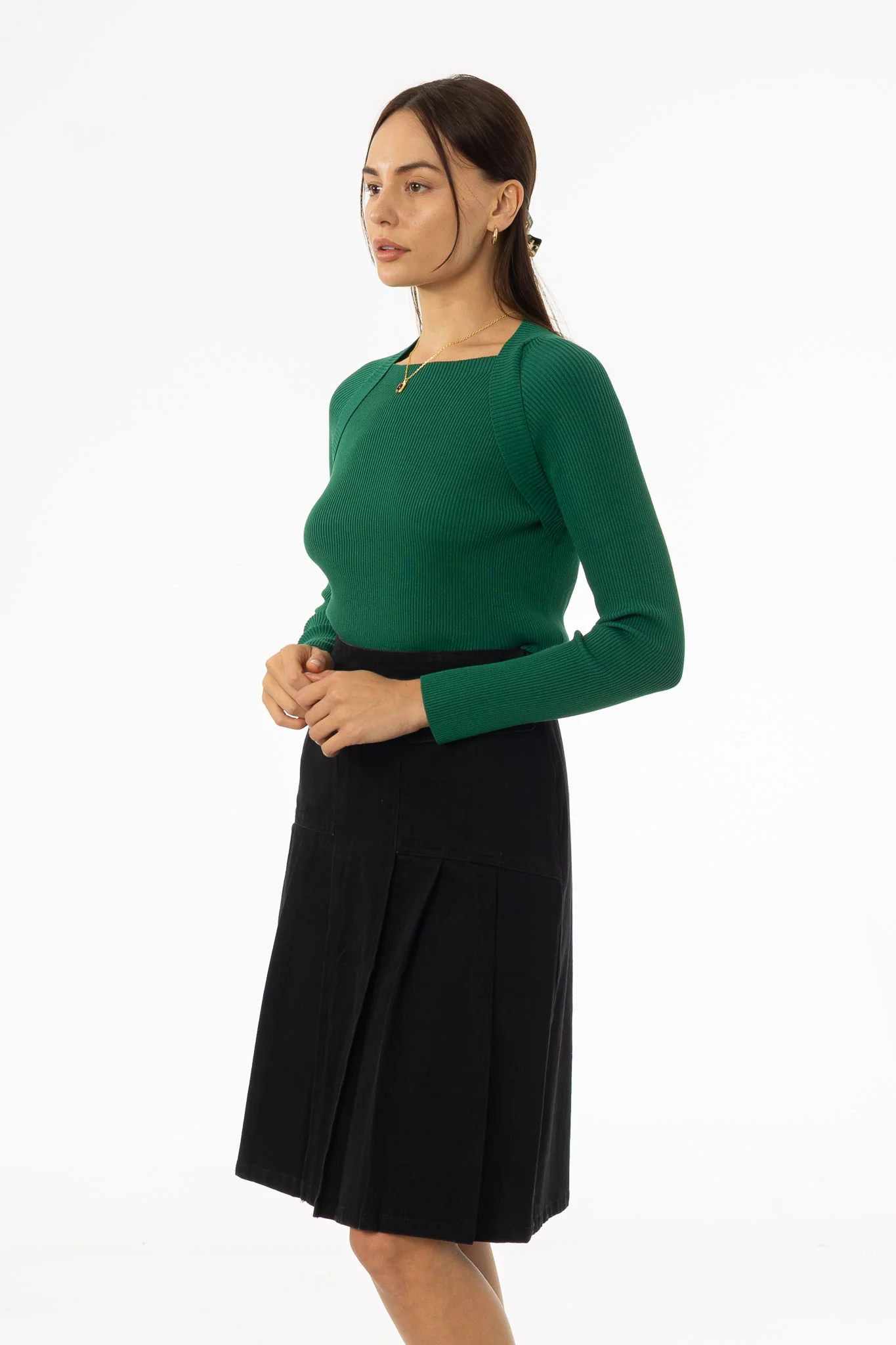 Green Faux Shrug Knit Top - Image 2