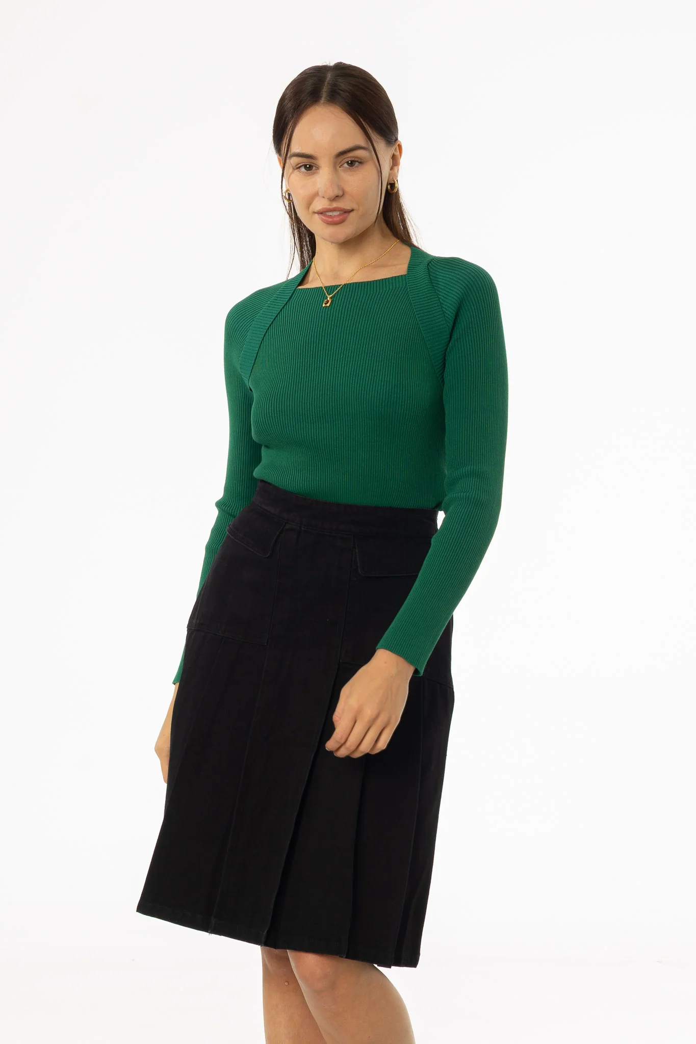 Green Faux Shrug Knit Top - Image 4