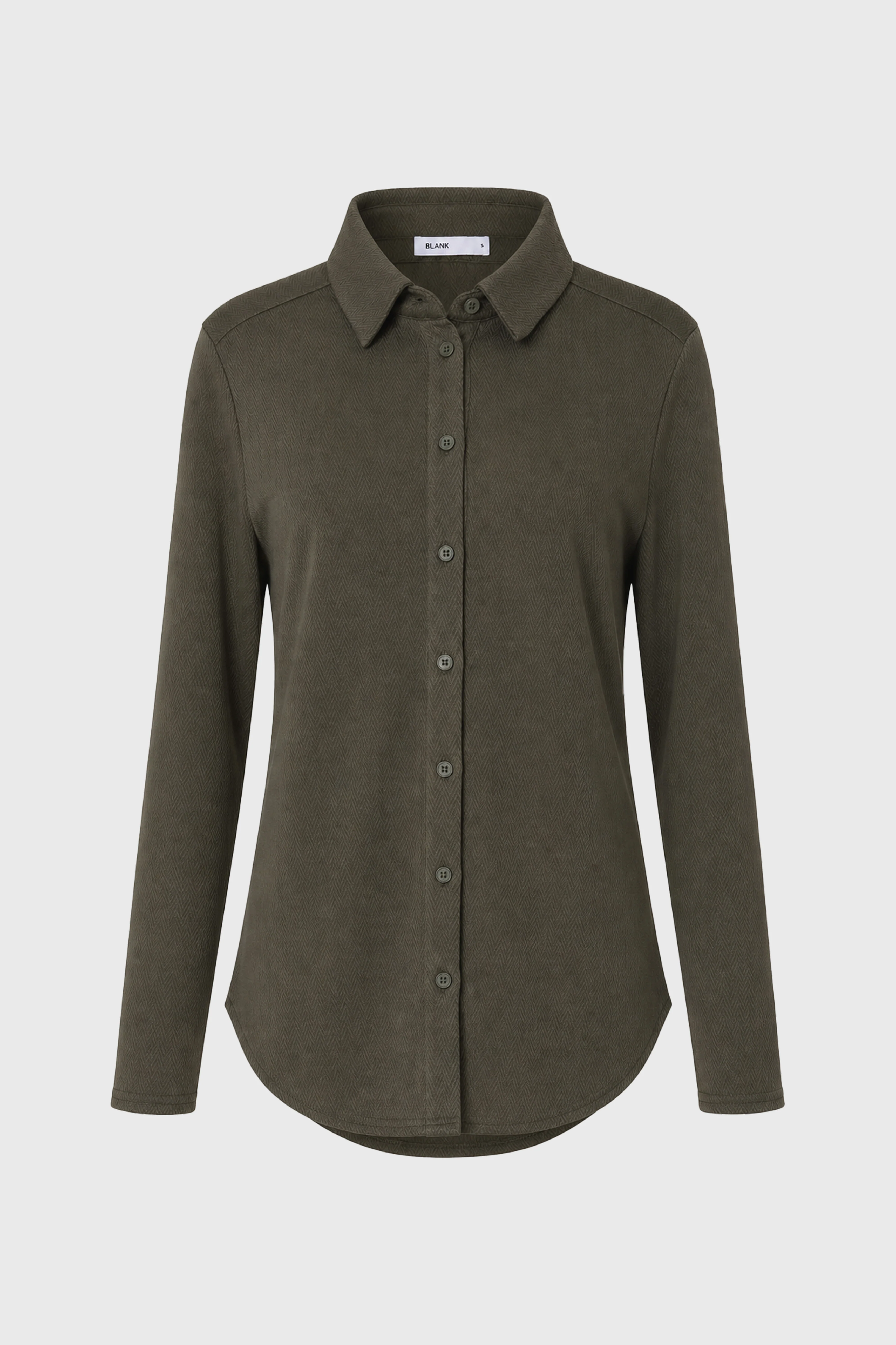 Green Herringbone Textured Shirt - Image 6