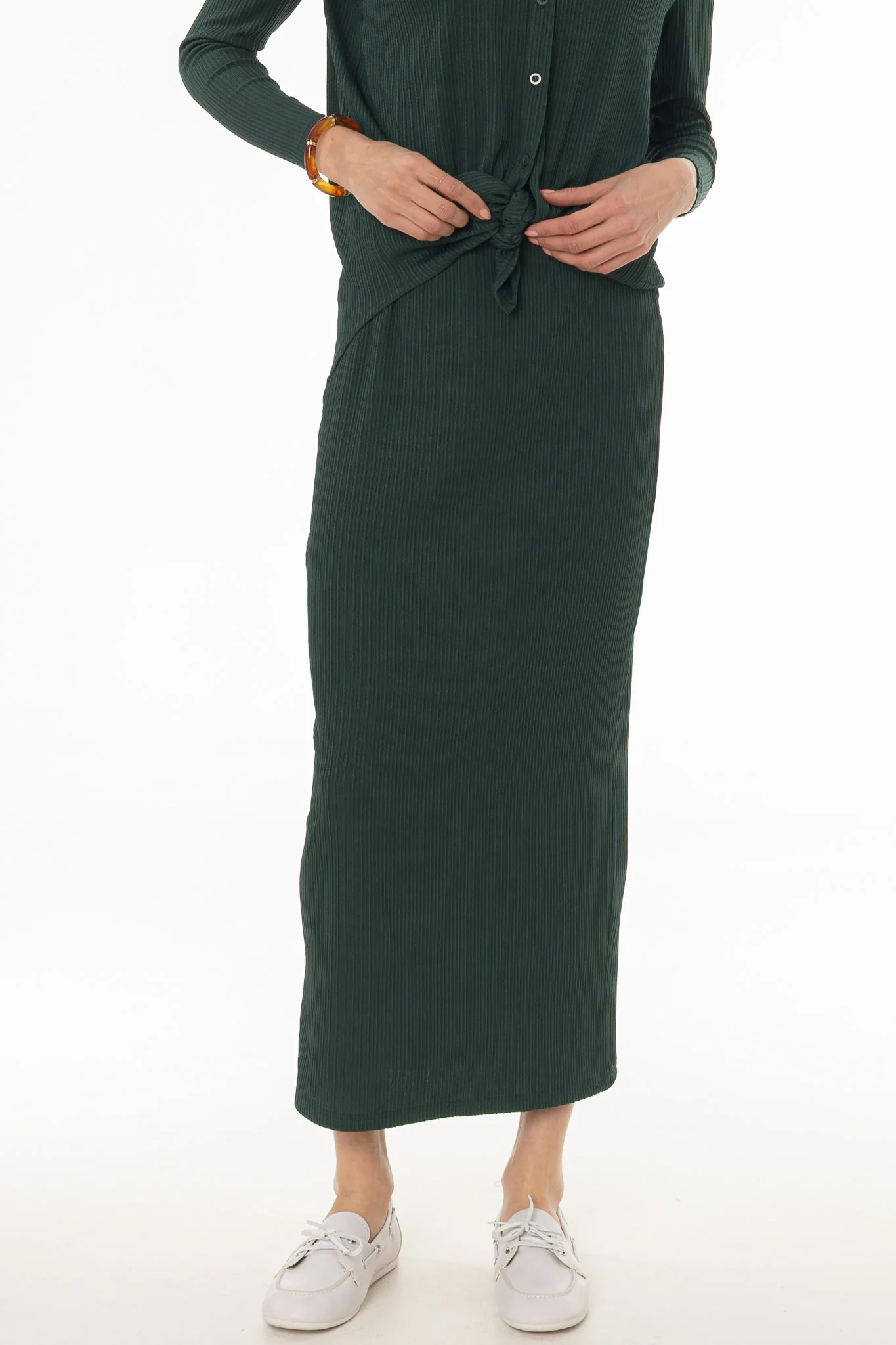 Green Ribbed Textured Skirt Legging - Image 2