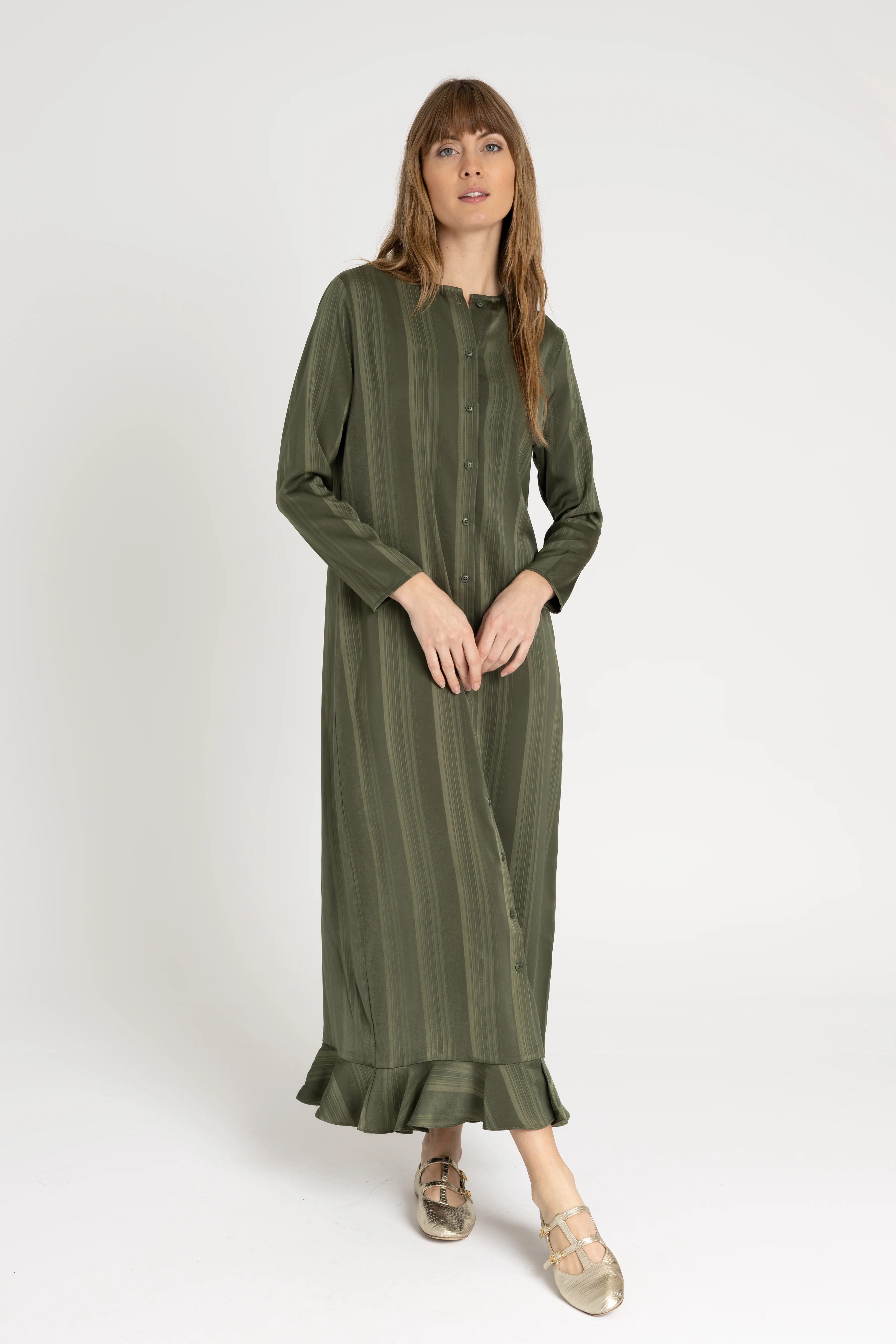 Green Striped Button Down Maxi - Image 4