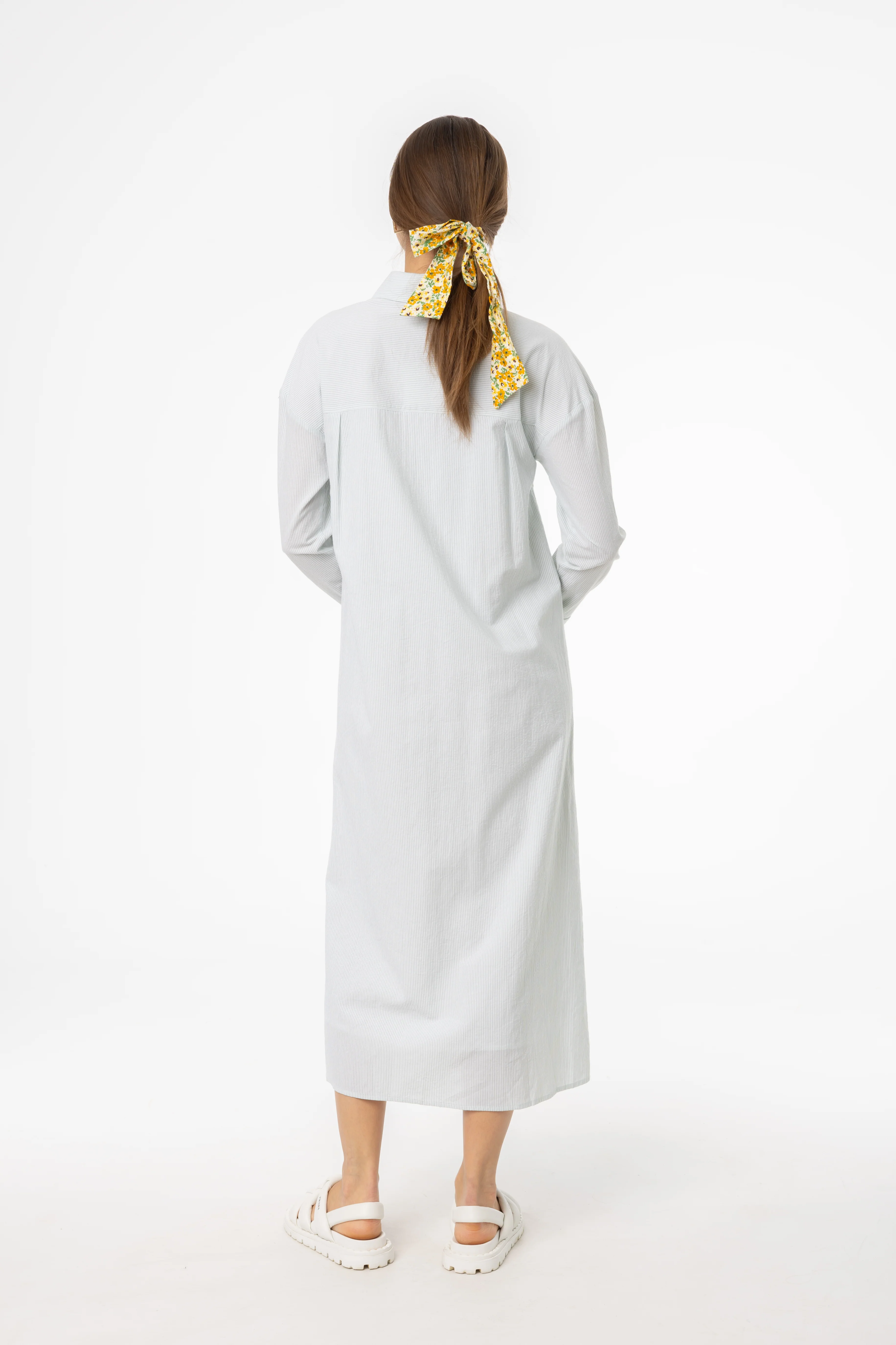 Green Striped Maxi Shirt Dress - Image 3