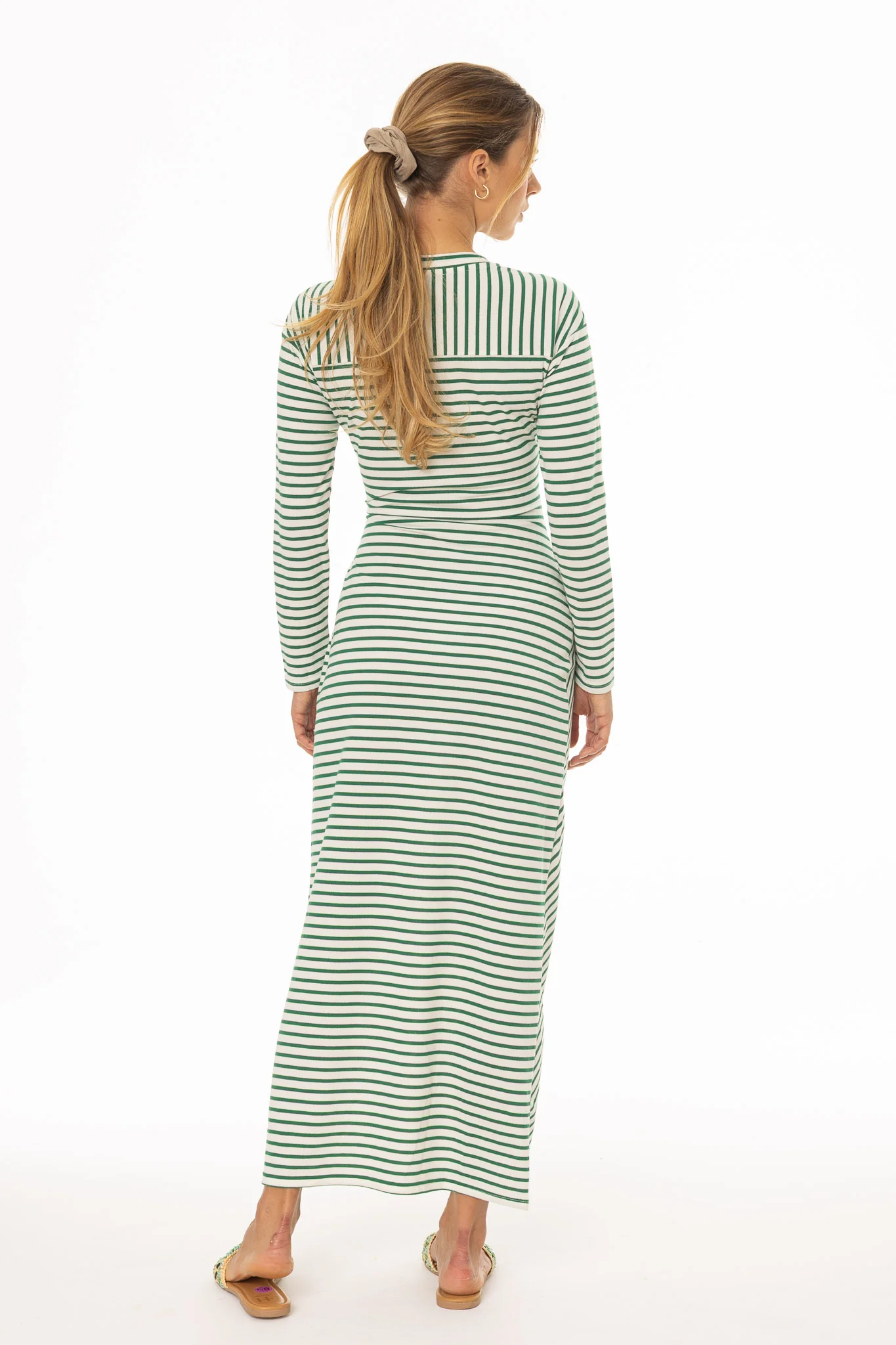 Green Striped Tie Maxi Dress - Image 5