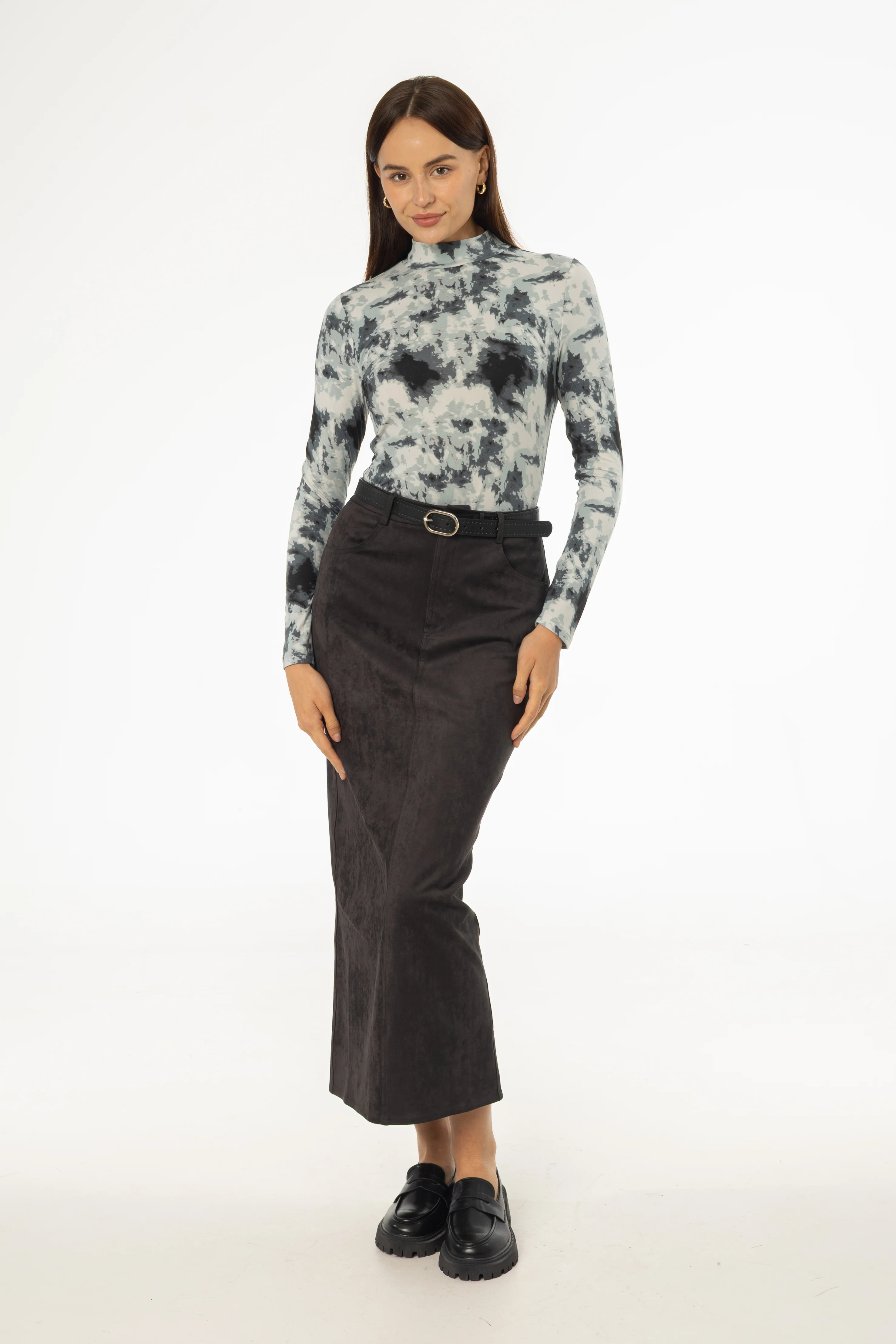 Grey Everyday Microsuede Skirt