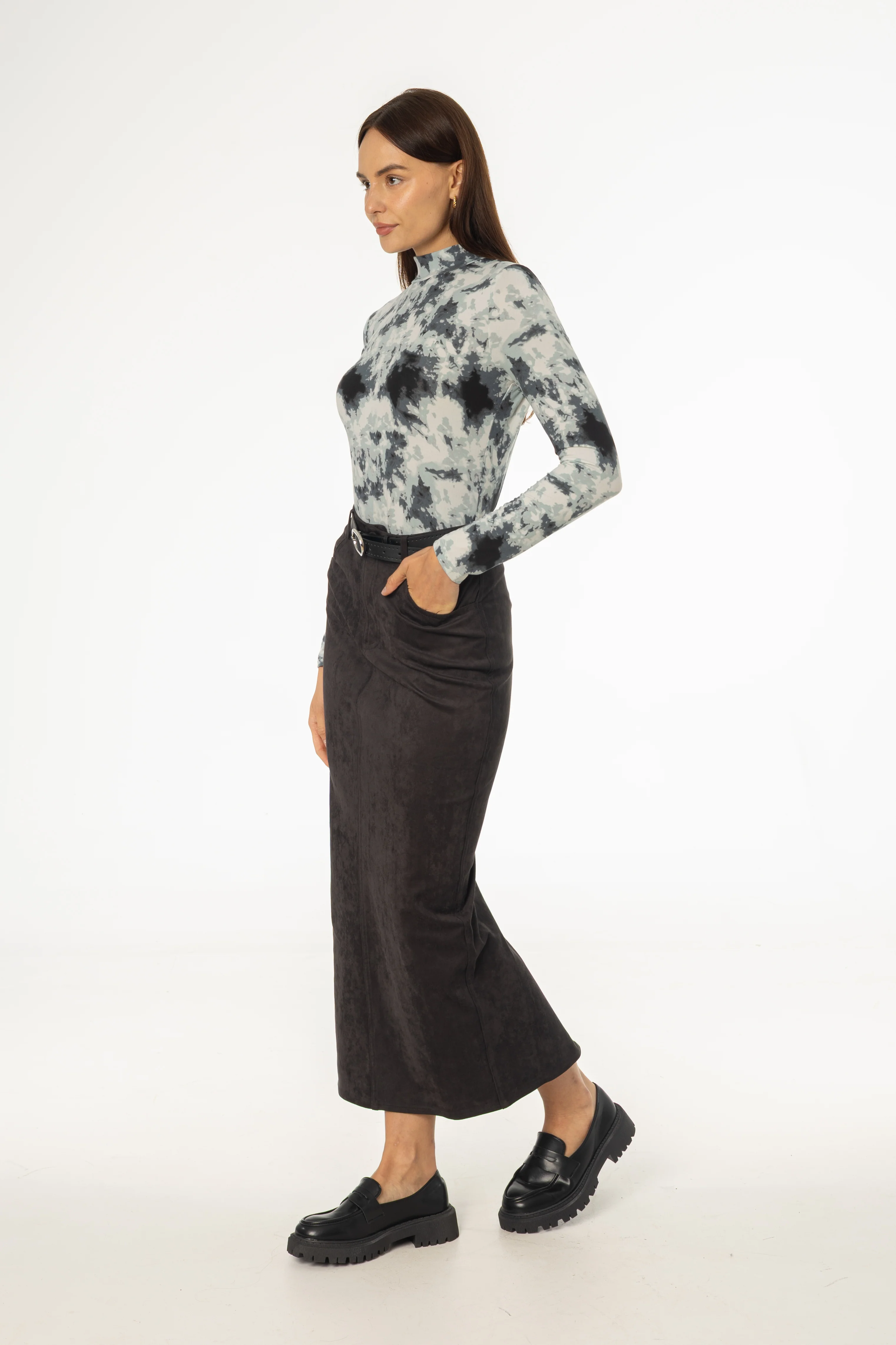 Grey Everyday Microsuede Skirt - Image 2