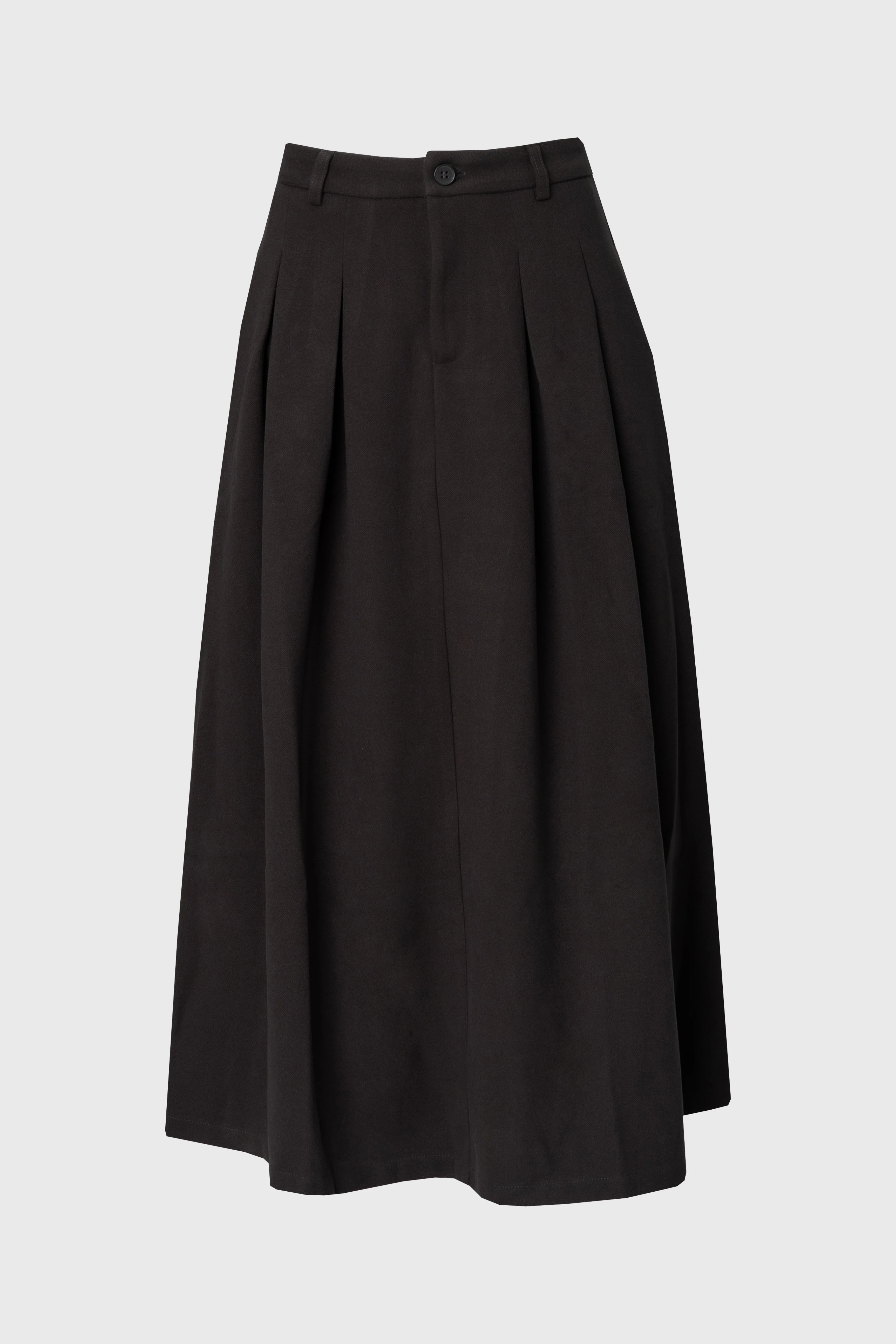 Grey Front Pleated Flared Skirt - Image 5