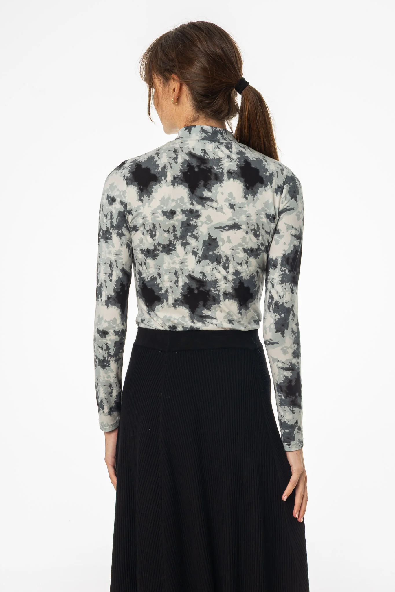 Grey Printed Mock Neck Top - Image 3