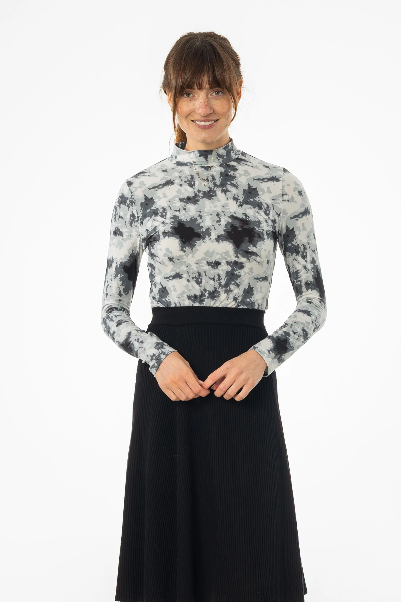 Grey Printed Mock Neck Top - Image 4