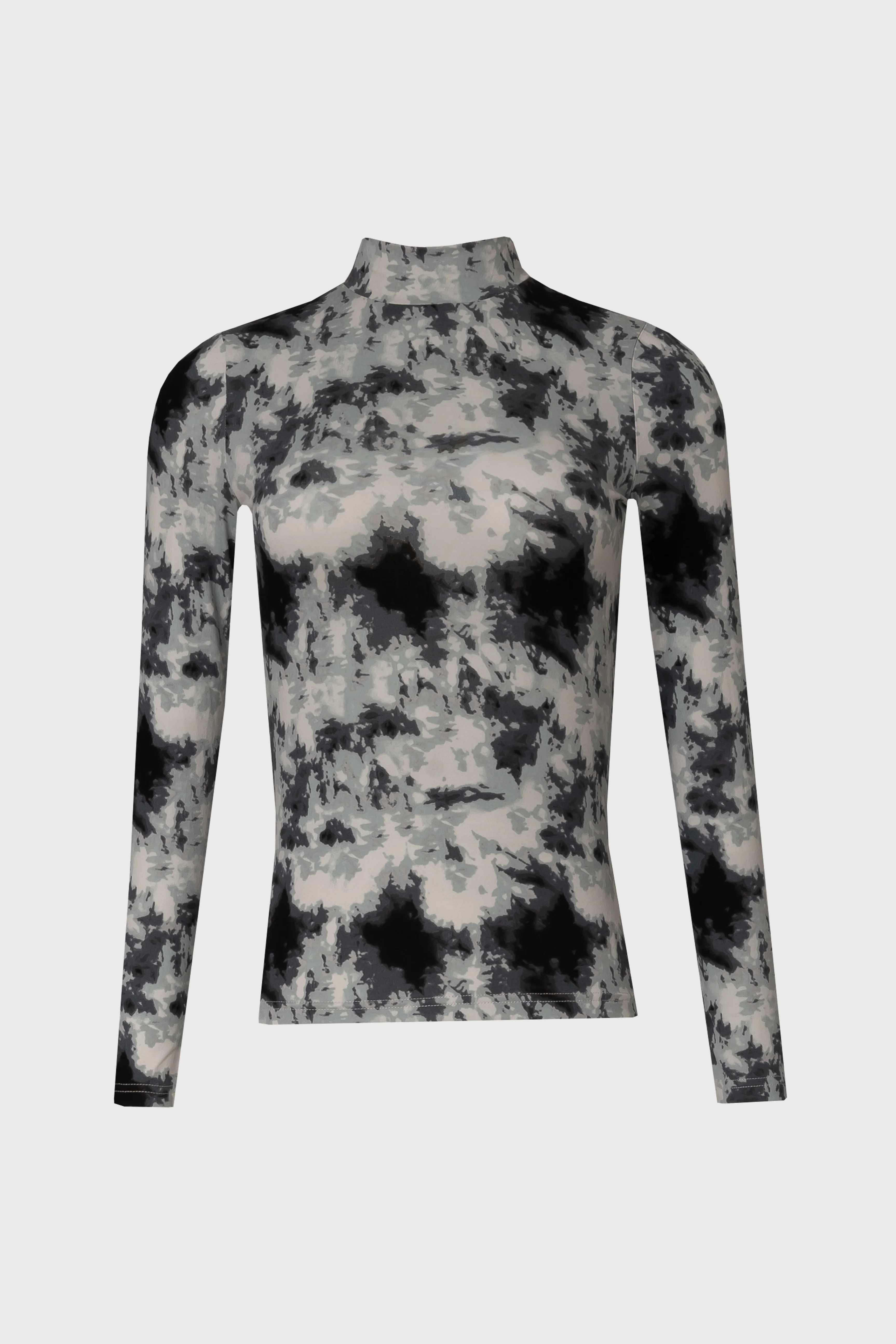 Grey Printed Mock Neck Top - Image 5