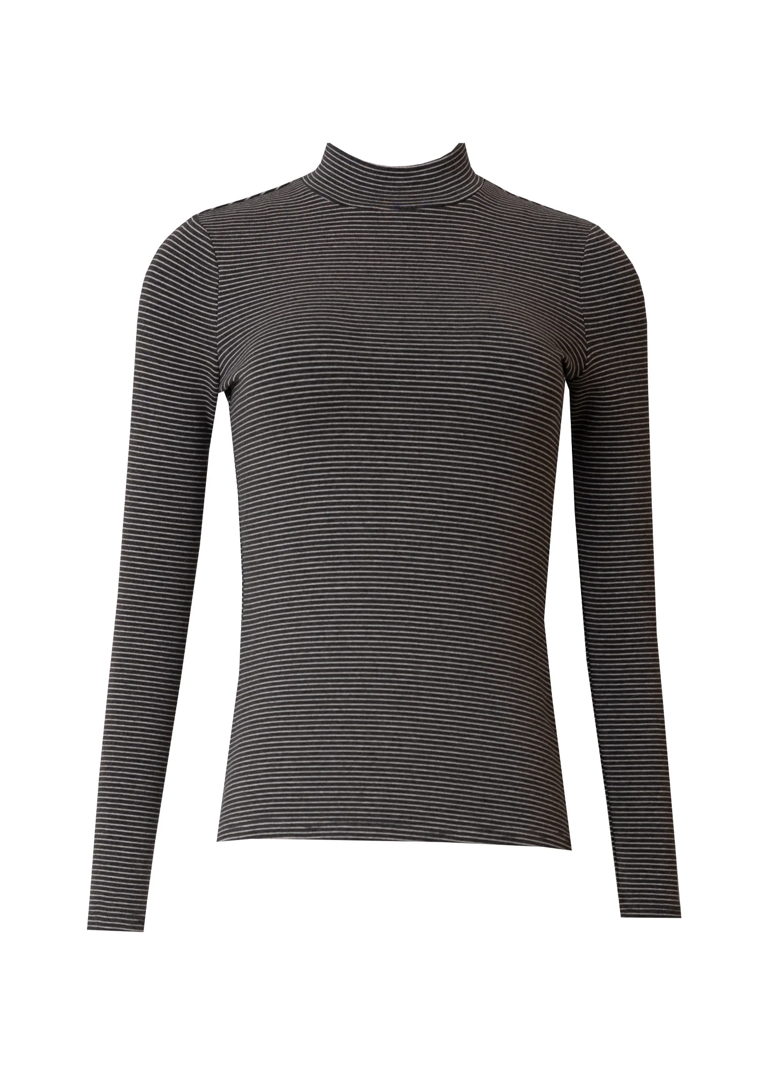 Grey Striped Mock Neck Top - Image 5