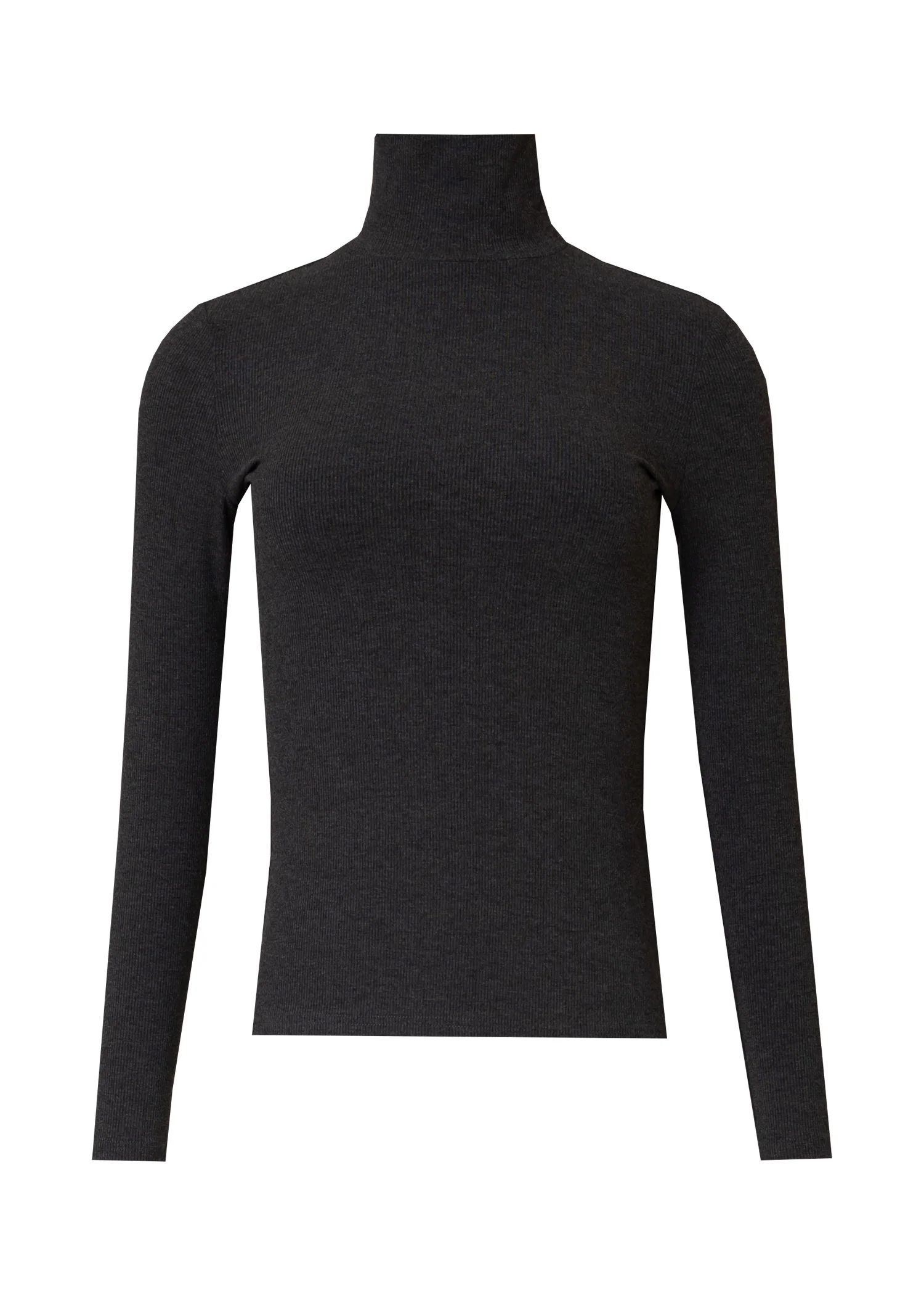 Heather Grey Ribbed Turtleneck Top - Image 5